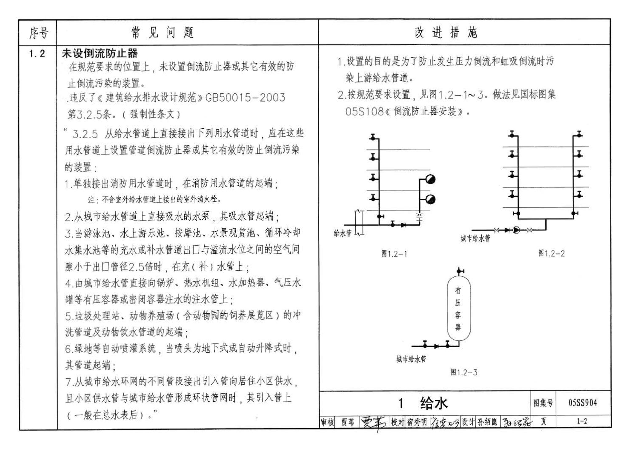 05SS904--民用建筑工程设计常见问题分析及图示－给水排水专业