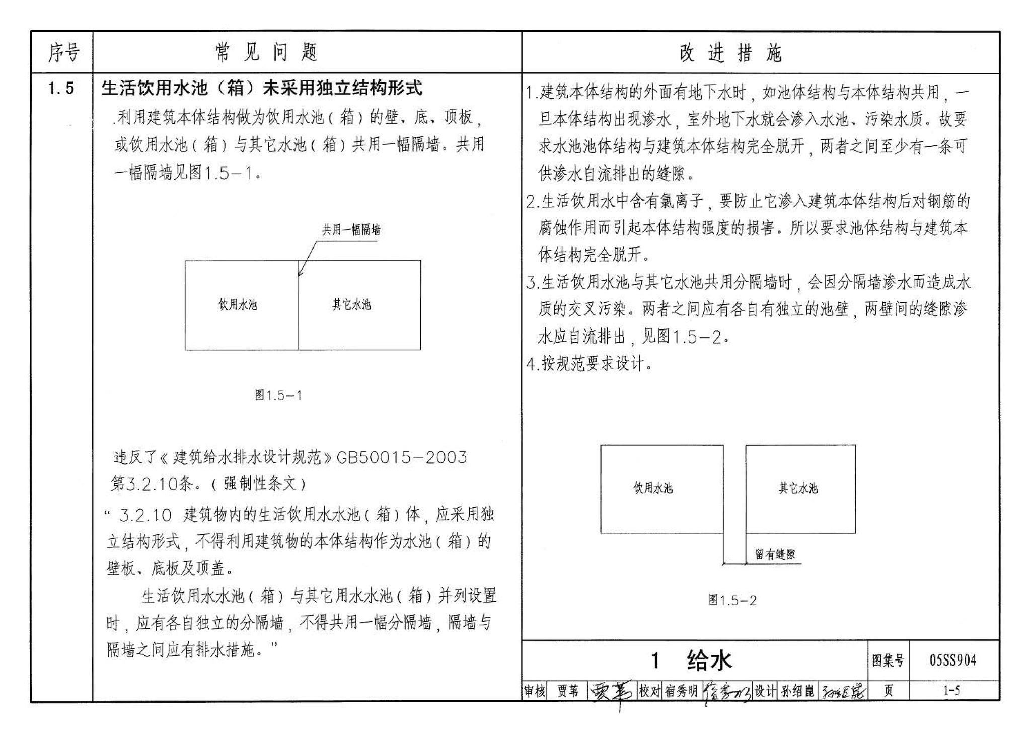 05SS904--民用建筑工程设计常见问题分析及图示－给水排水专业