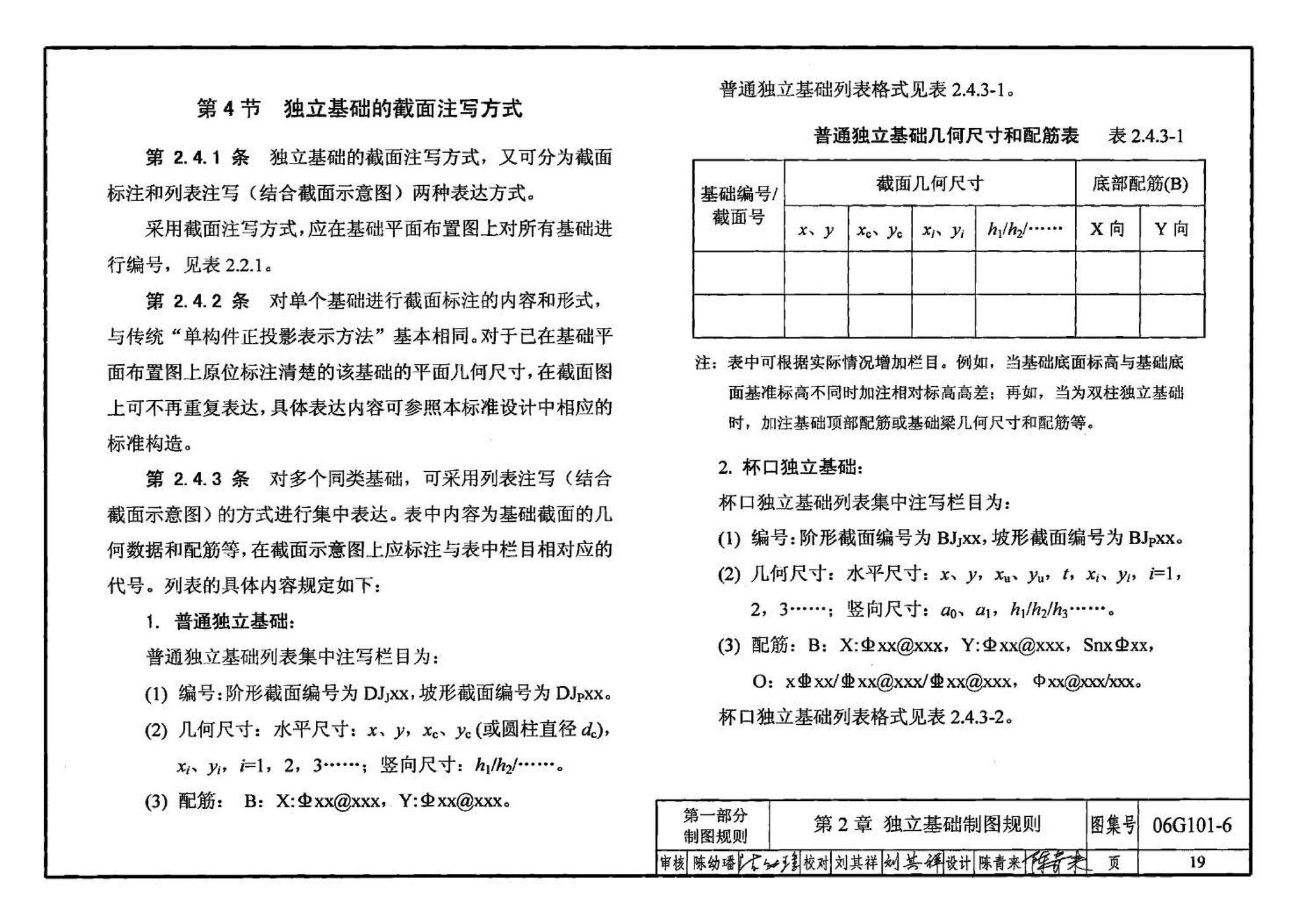 06G101-6--混凝土结构施工图平面整体表示方法制图规则和构造详图（独立基础、条形基础、桩基承台）