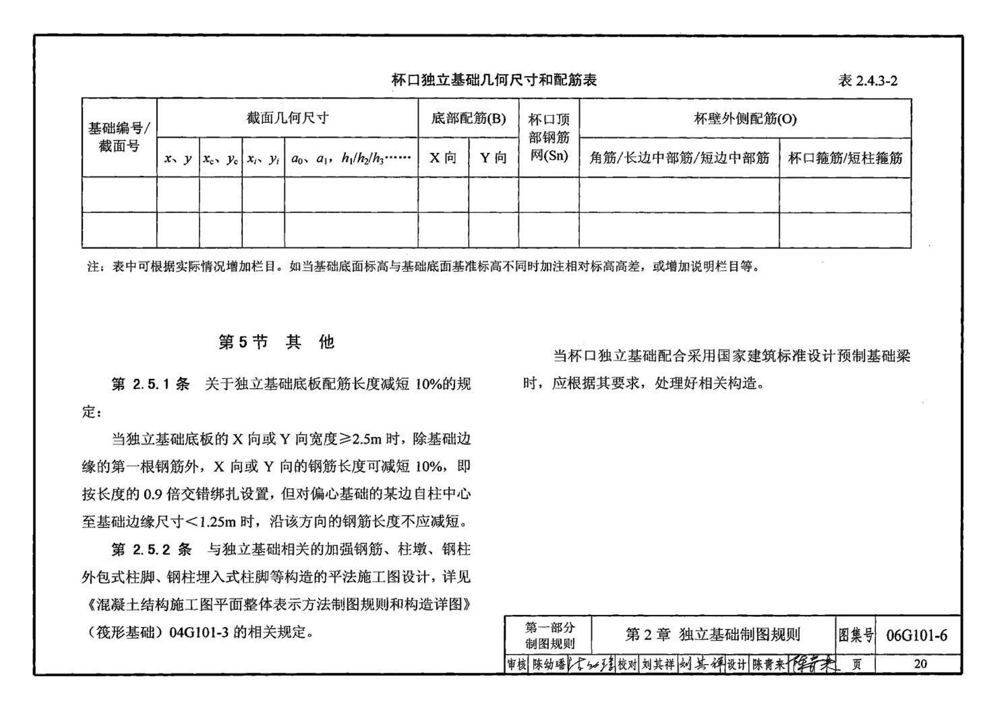 06G101-6--混凝土结构施工图平面整体表示方法制图规则和构造详图（独立基础、条形基础、桩基承台）