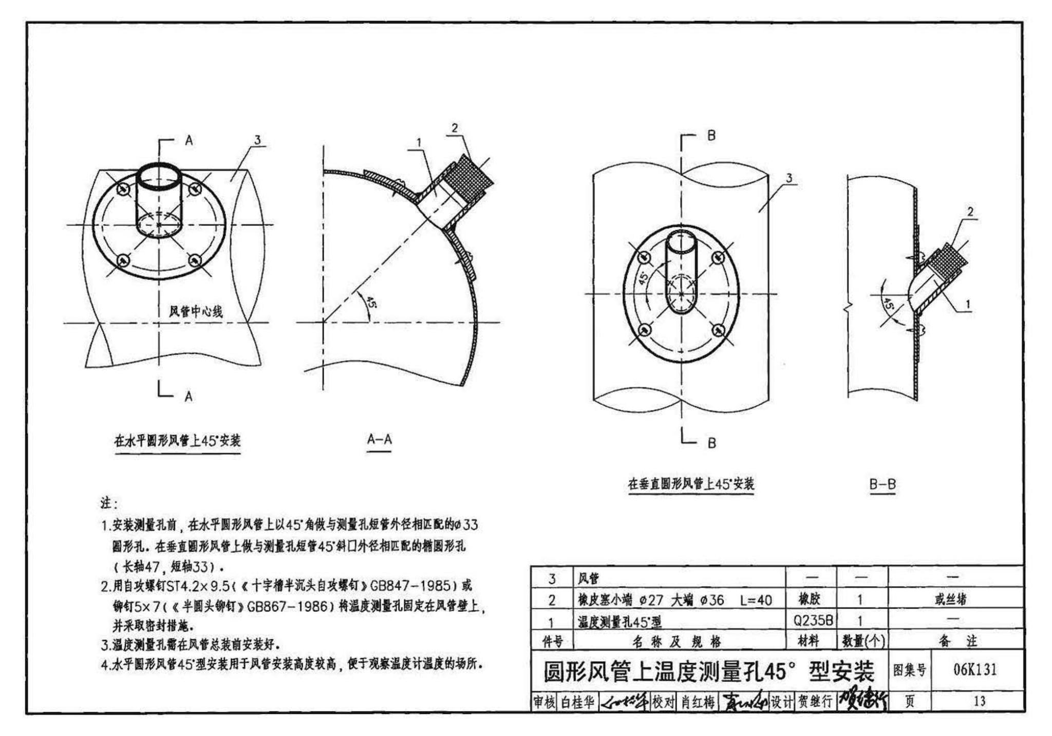 06K131--风管测量孔和检查门