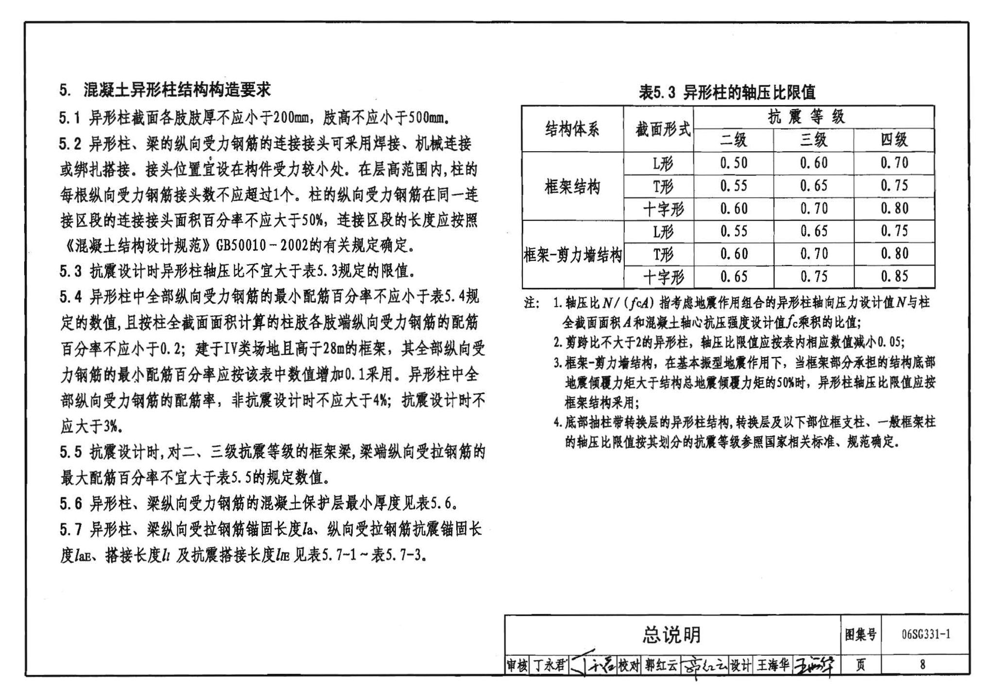 06SG331-1--混凝土异形柱结构构造(一)