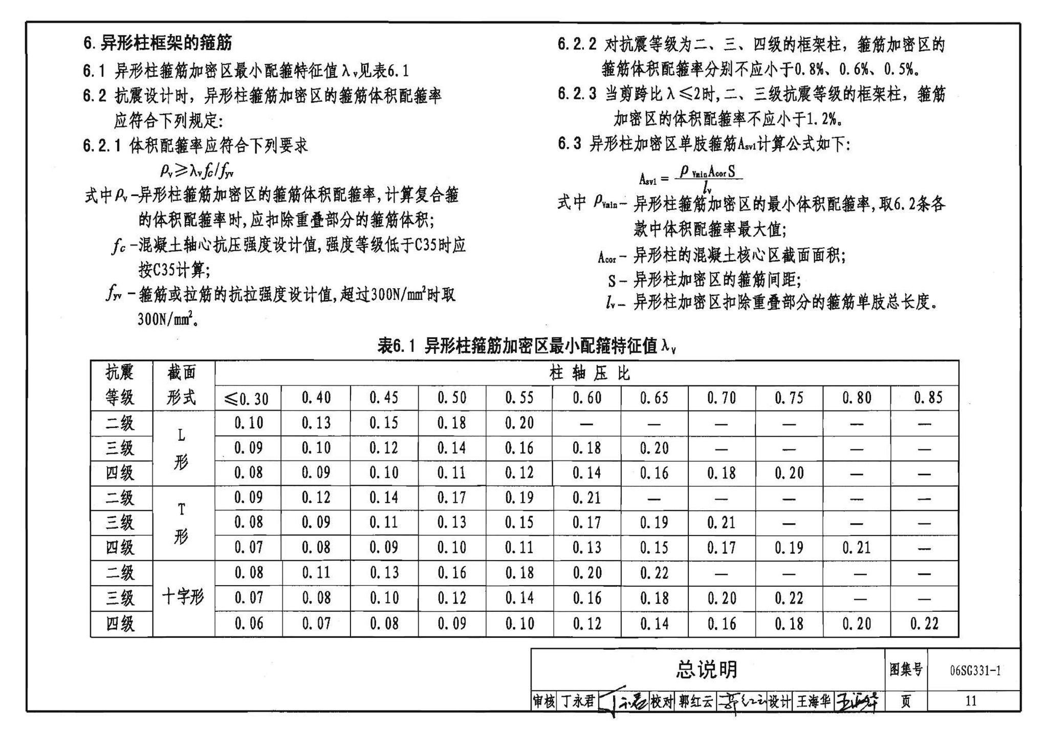 06SG331-1--混凝土异形柱结构构造(一)