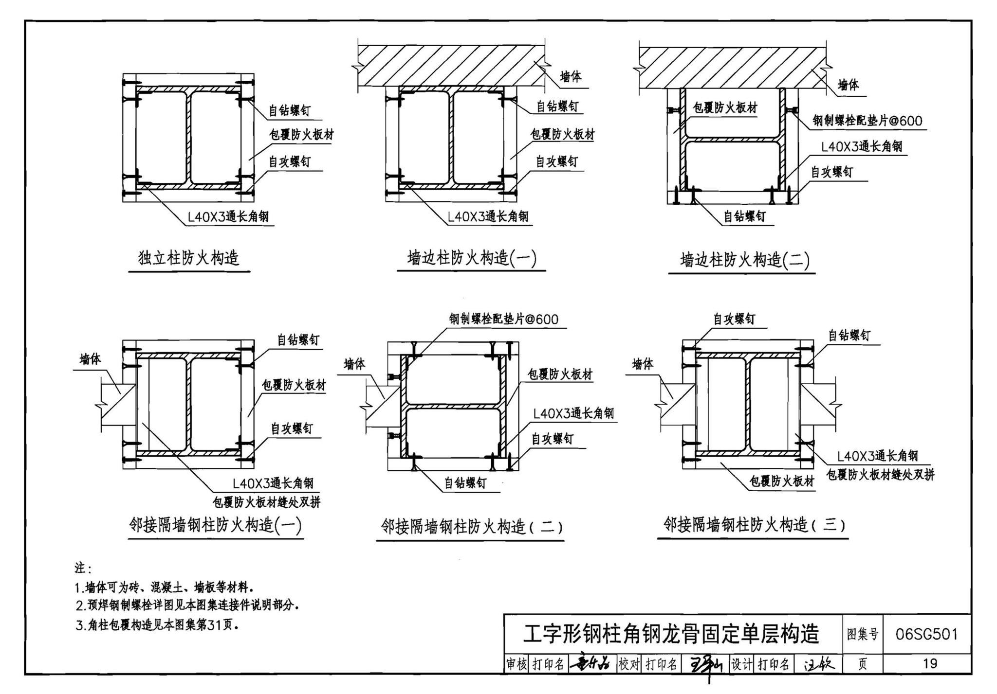 06SG501--民用建筑钢结构防火构造