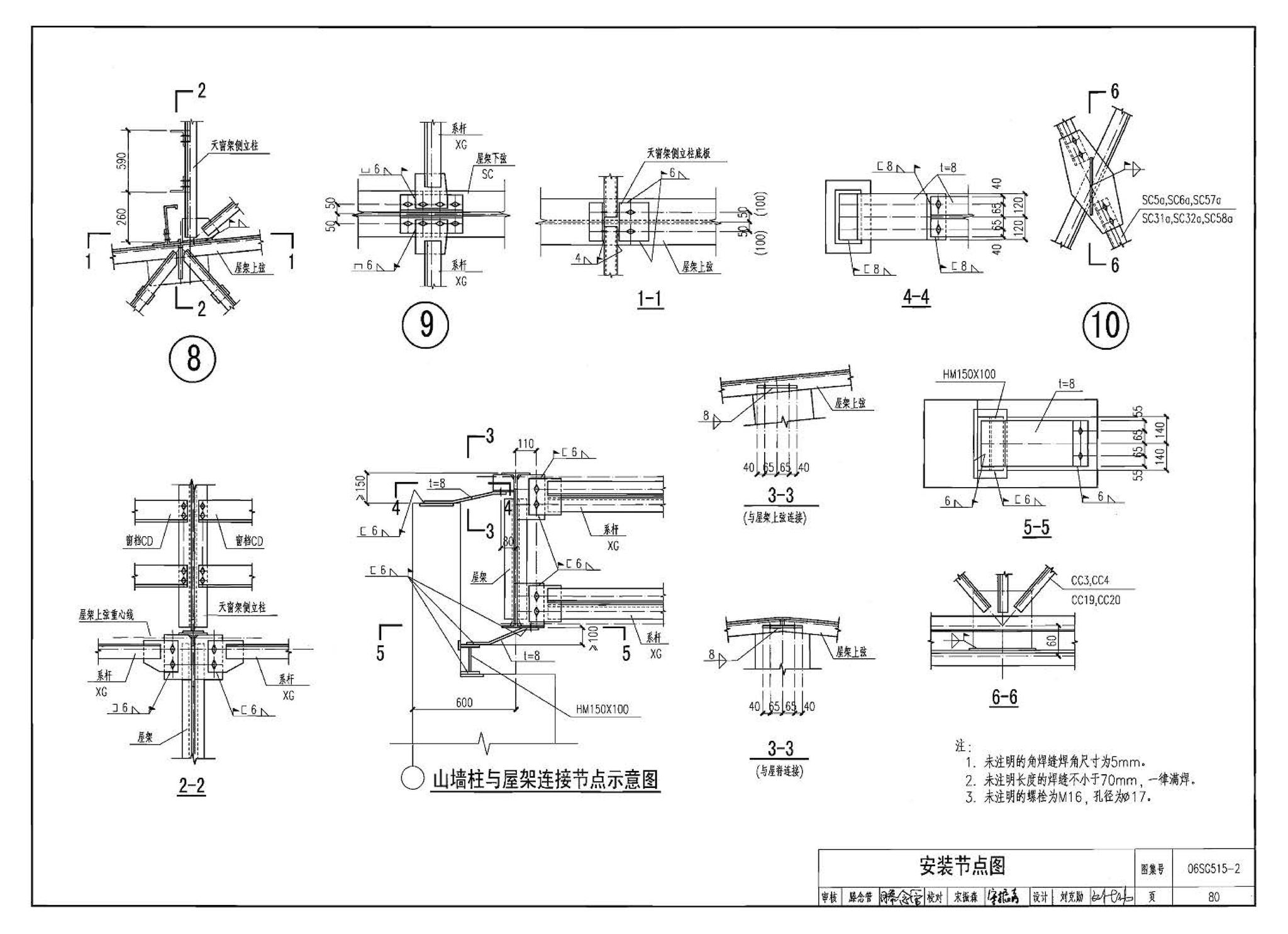 06SG515-2--轻型屋面梯形钢屋架（剖分T型钢）