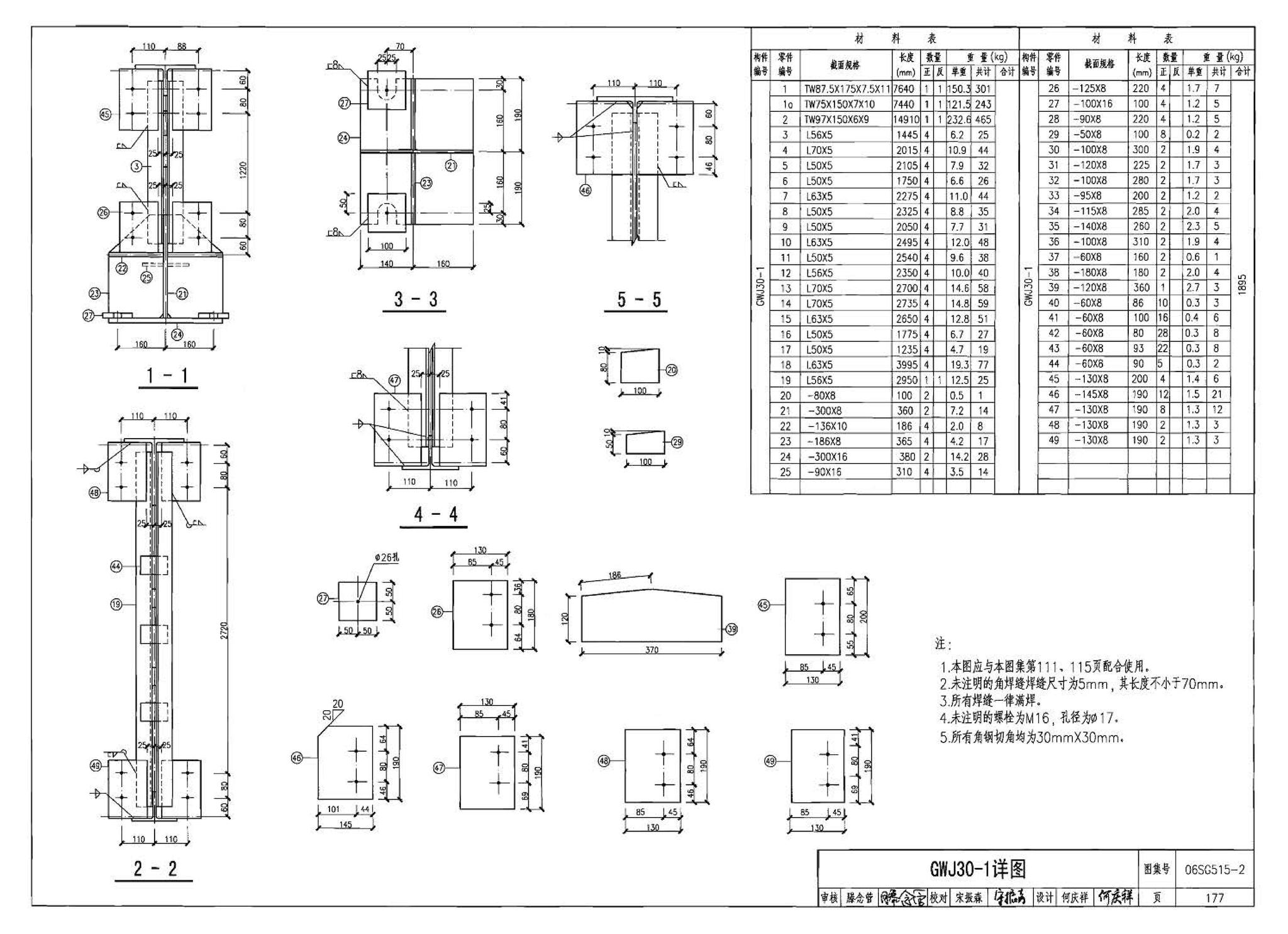 06SG515-2--轻型屋面梯形钢屋架（剖分T型钢）