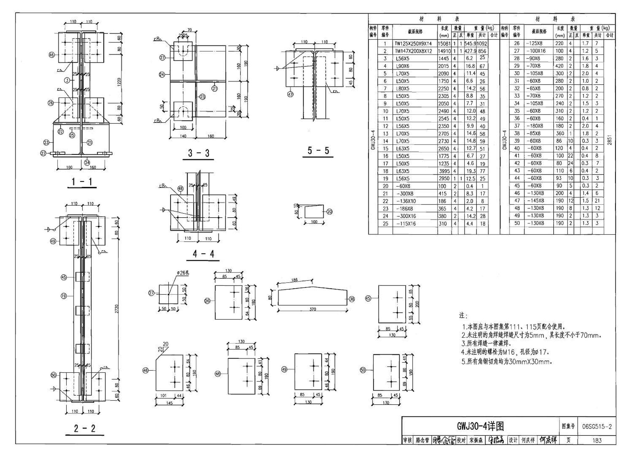 06SG515-2--轻型屋面梯形钢屋架（剖分T型钢）