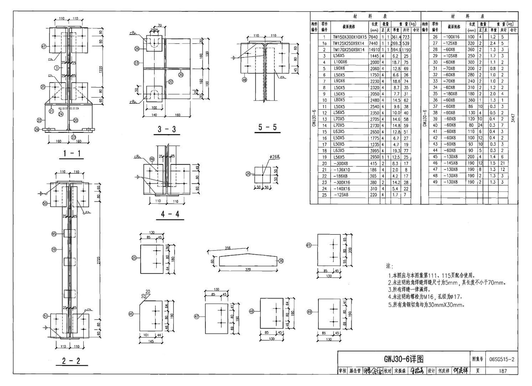 06SG515-2--轻型屋面梯形钢屋架（剖分T型钢）