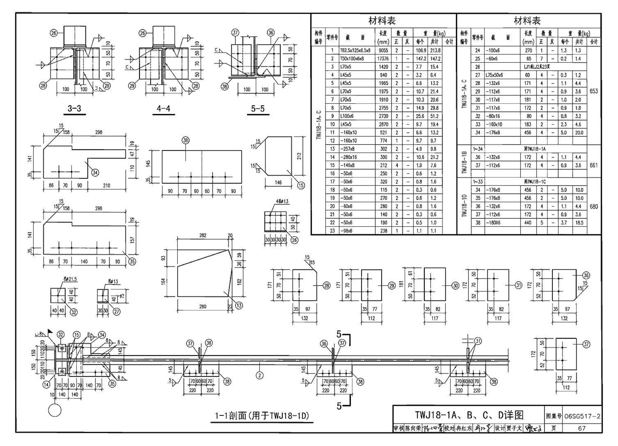 06SG517-2--轻型屋面三角形钢屋架（剖分T型钢）