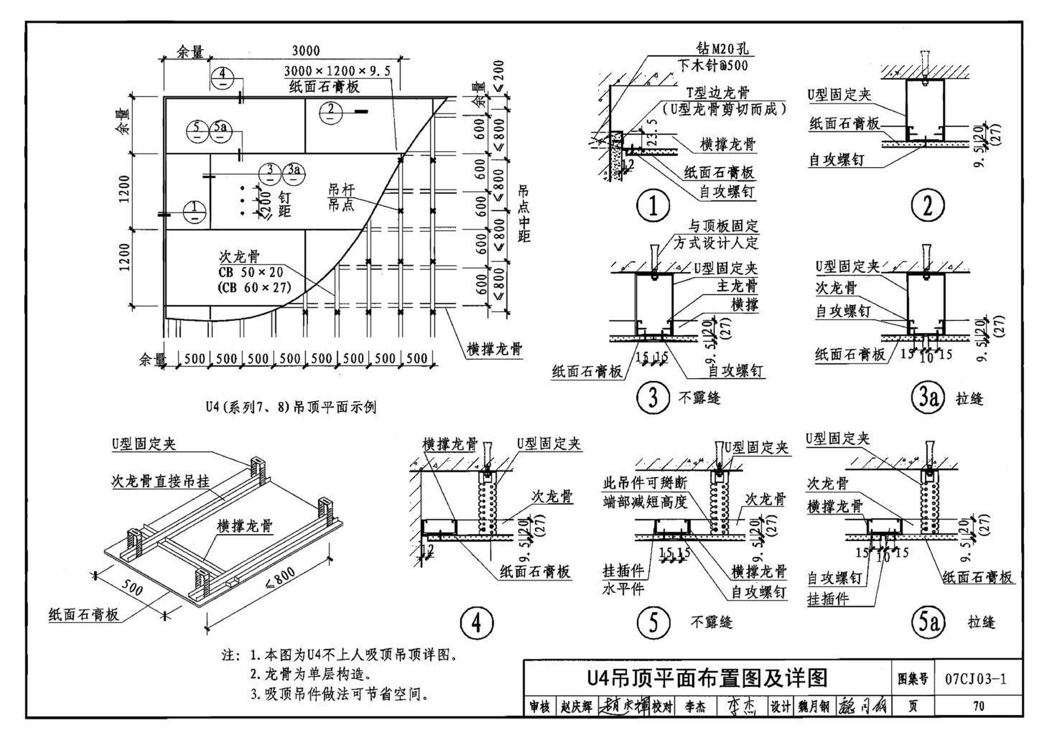 07CJ03-1--轻钢龙骨石膏板隔墙、吊顶（参考图集）