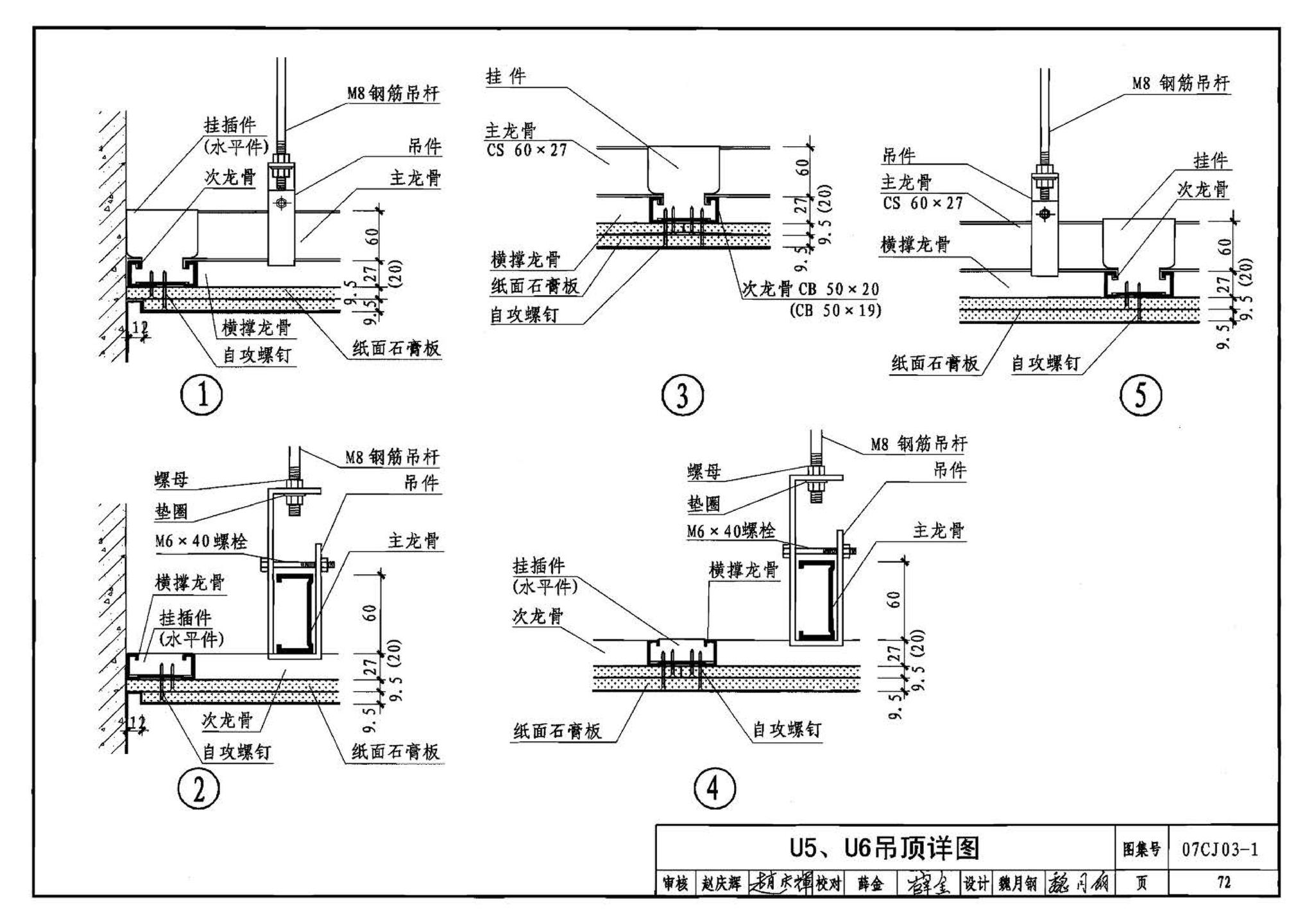 07CJ03-1--轻钢龙骨石膏板隔墙、吊顶（参考图集）