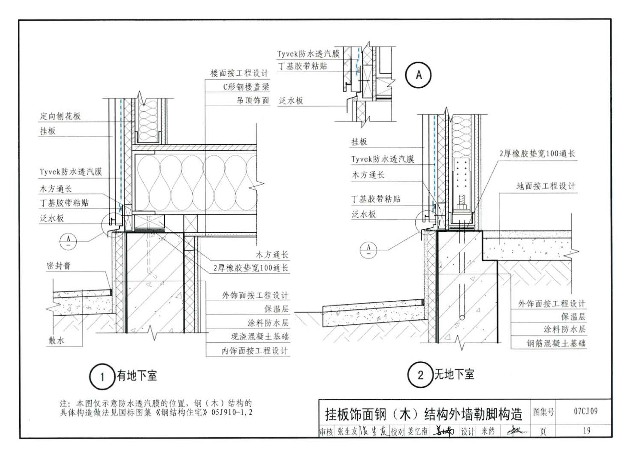 07CJ09--防水透气膜建筑构造-特卫强防水透汽材料（参考图集）