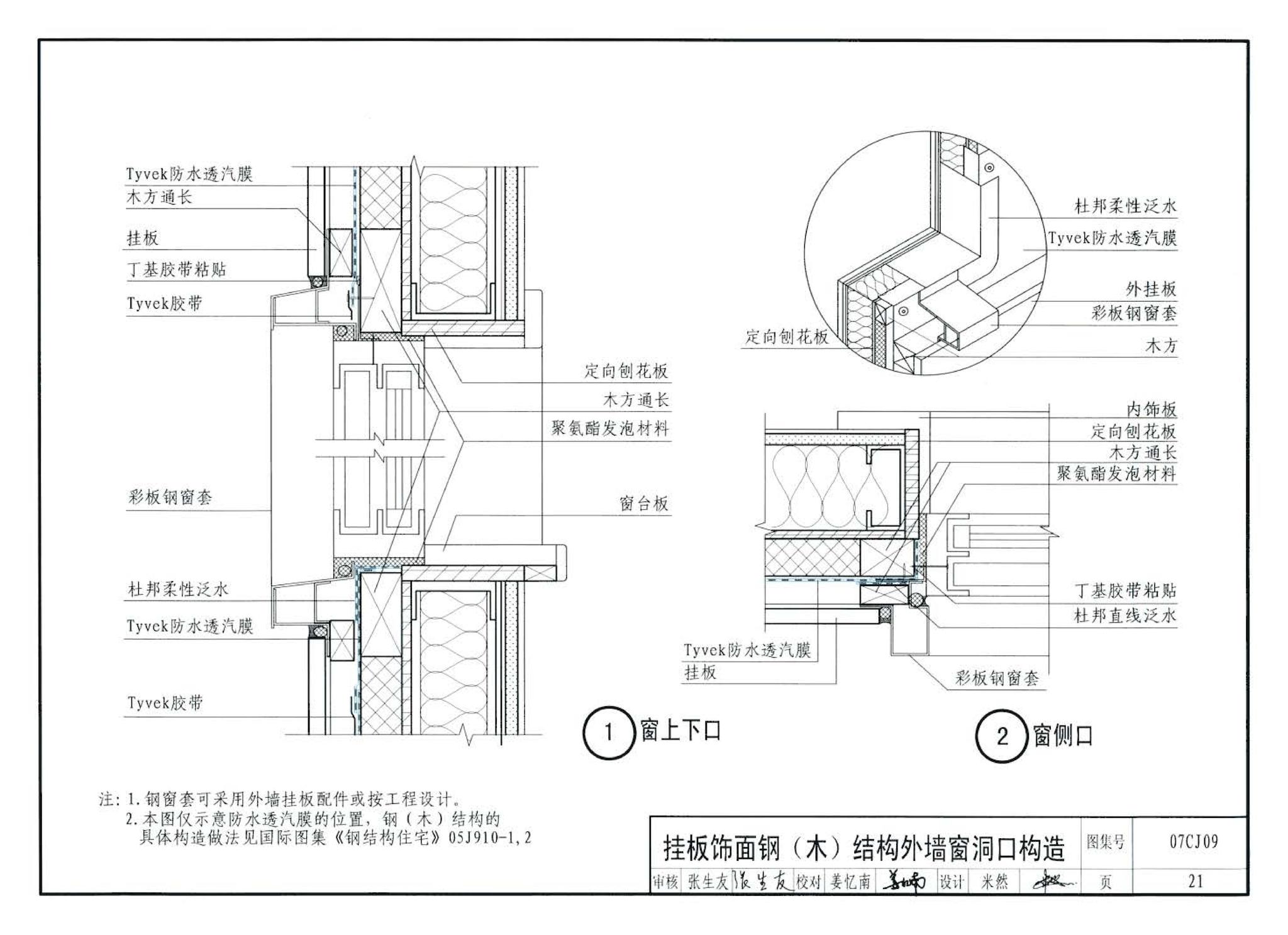 07CJ09--防水透气膜建筑构造-特卫强防水透汽材料（参考图集）