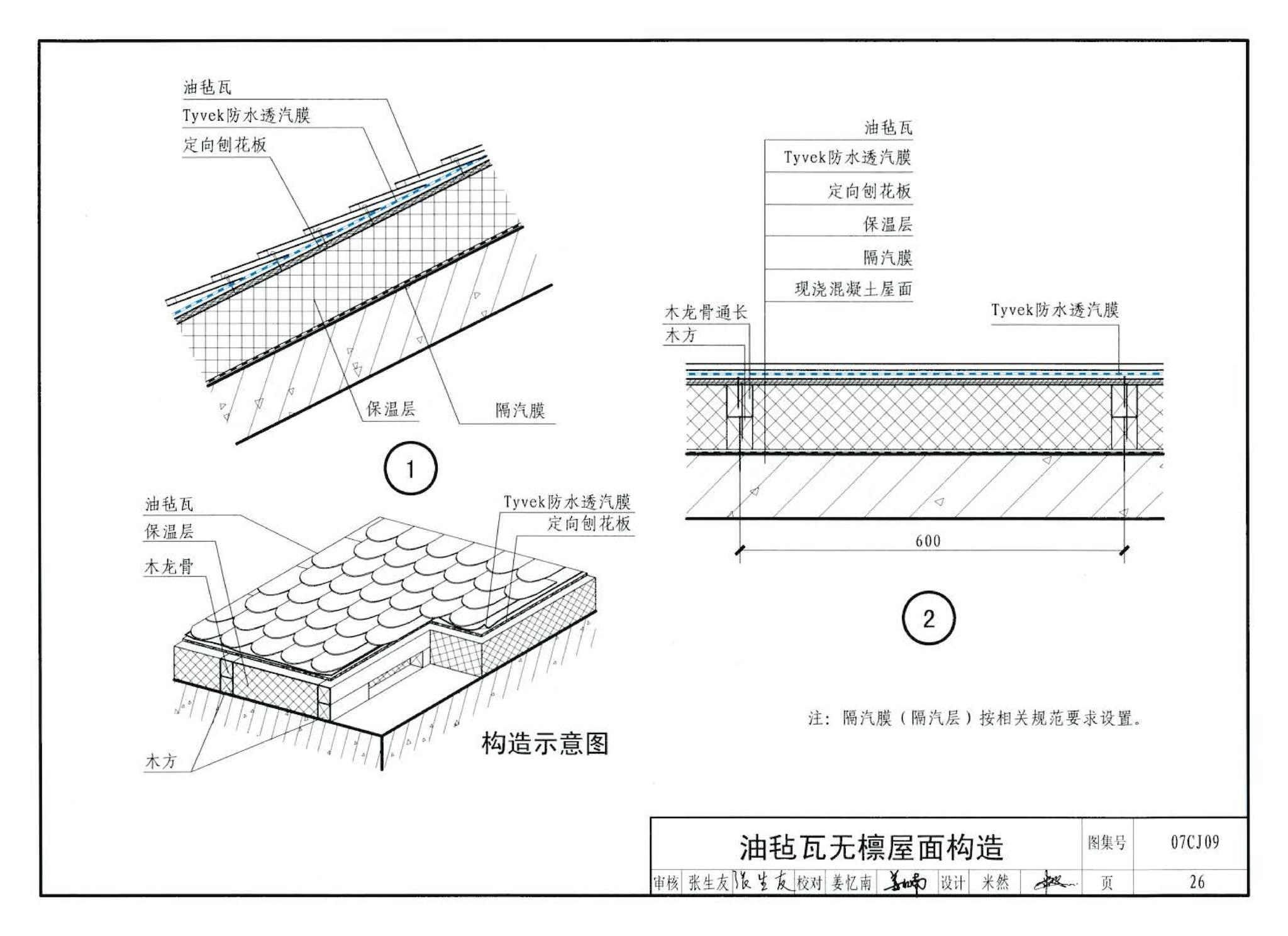 07CJ09--防水透气膜建筑构造-特卫强防水透汽材料（参考图集）