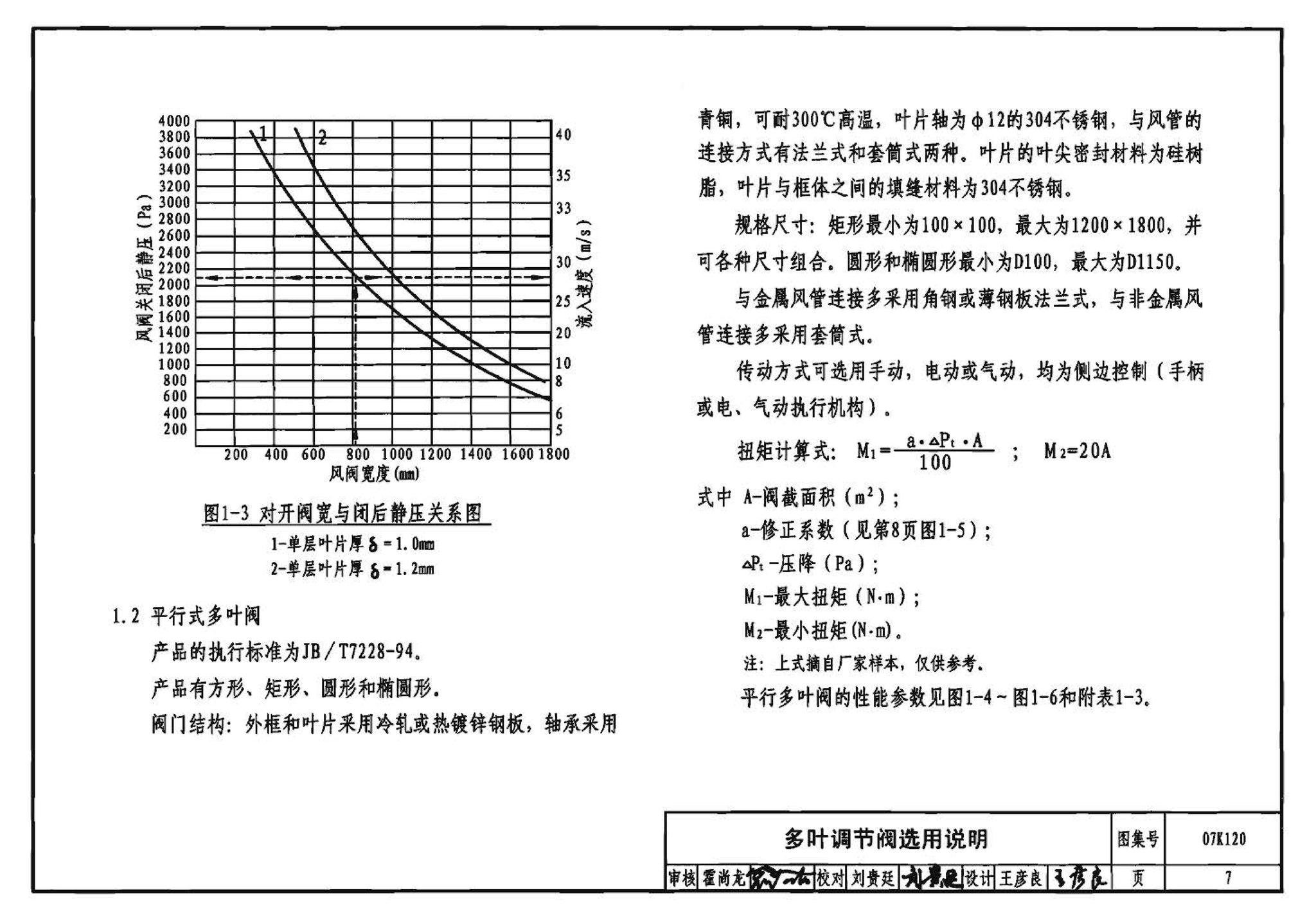 07K120--风阀选用与安装