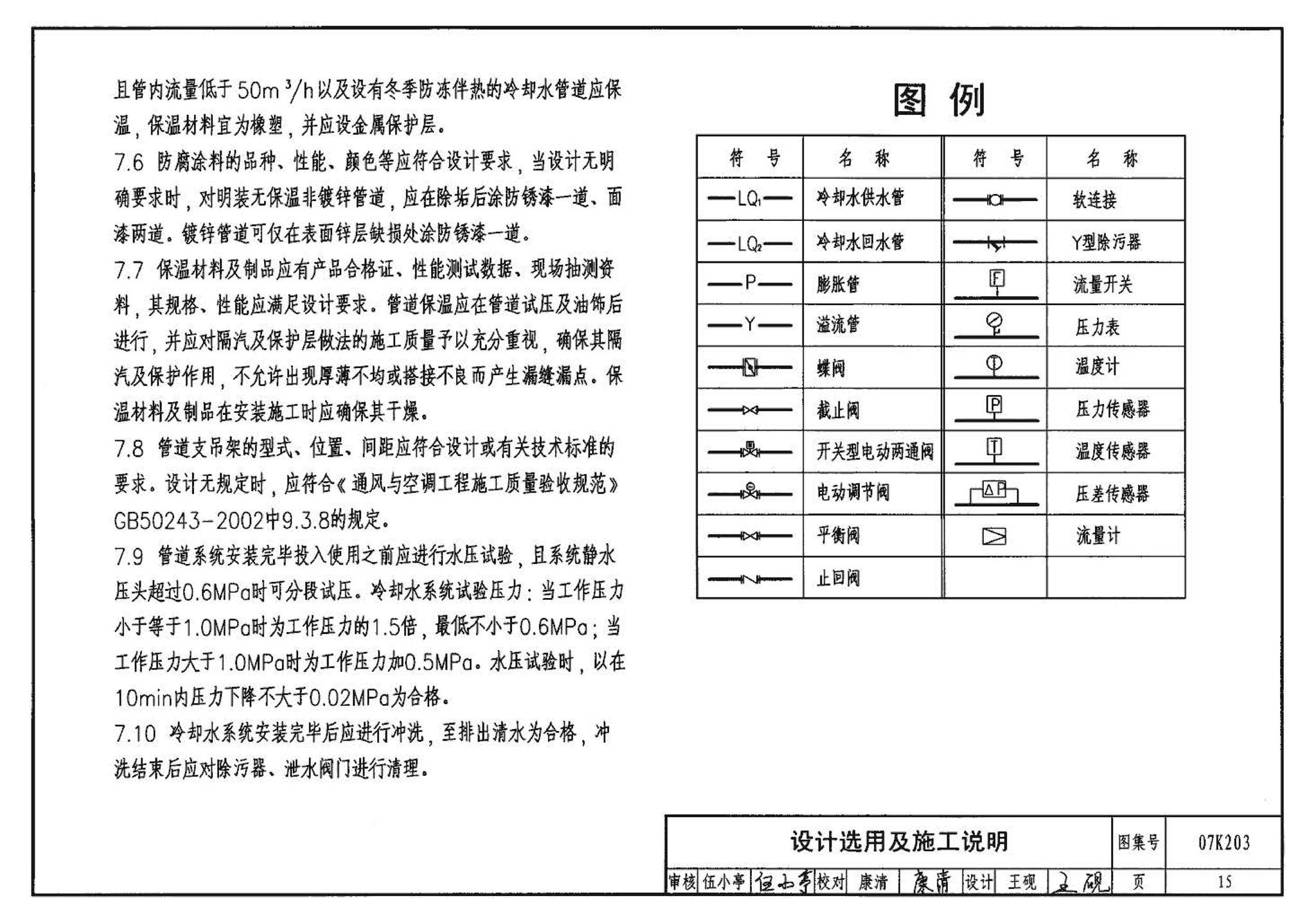 07K203--建筑空调循环冷却水系统设计与安装