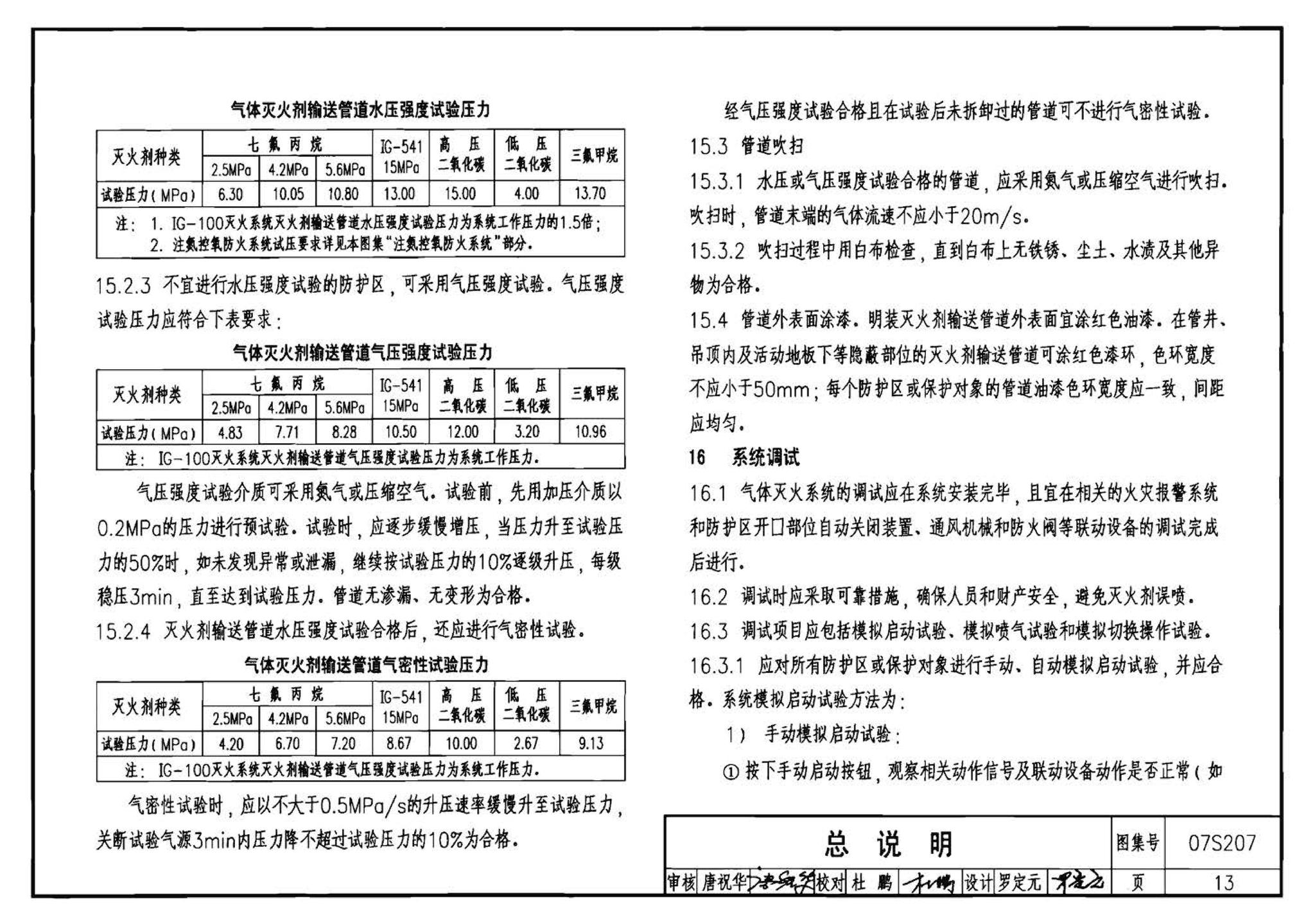 07S207--气体消防系统选用、安装与建筑灭火器配置