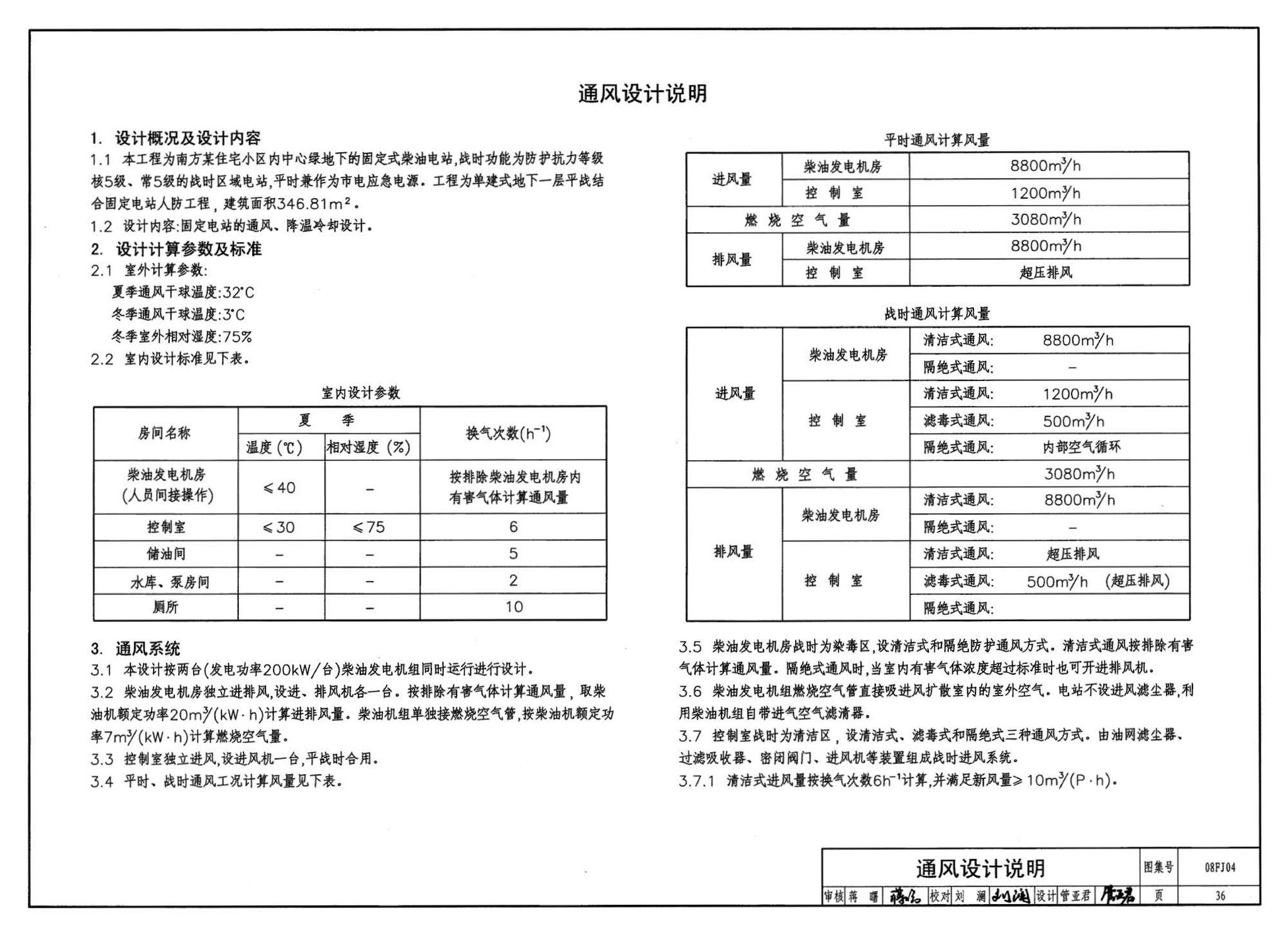 08FJ04--防空地下室固定柴油电站