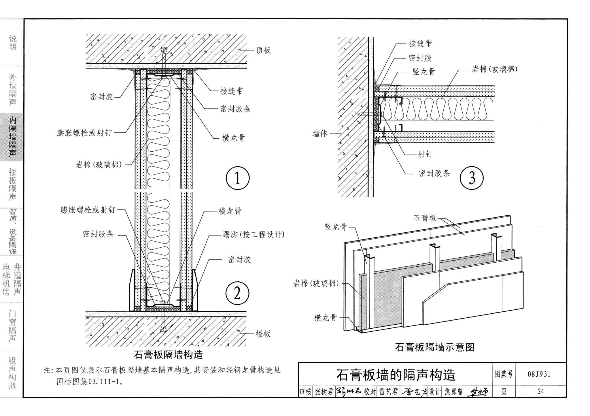 08J931--建筑隔声与吸声构造