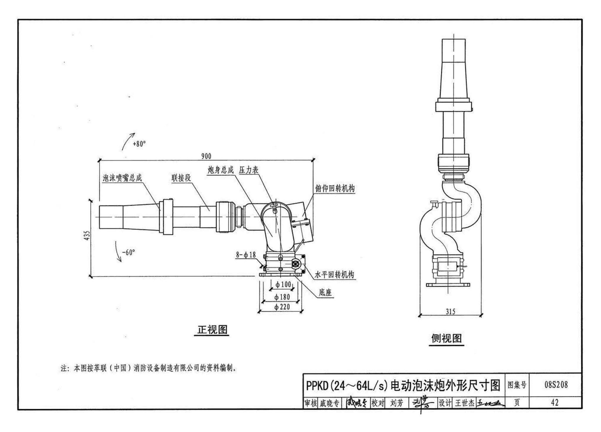 08S208--室内固定消防炮选用及安装