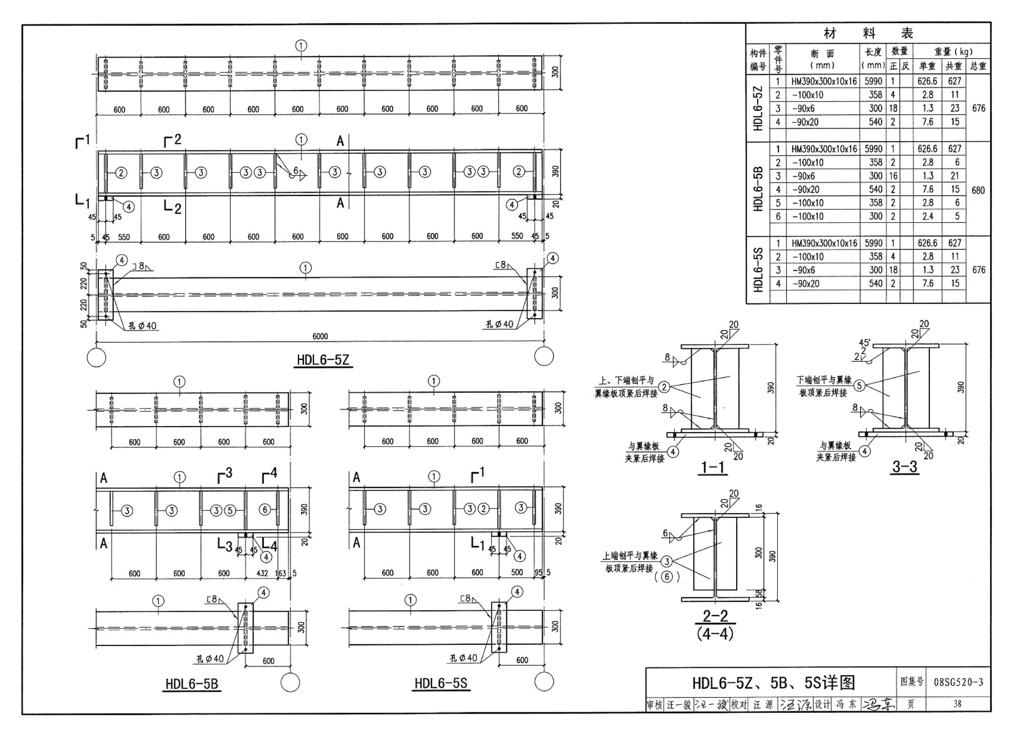 08SG520-3--钢吊车梁（H型钢 工作级别A1～A5）