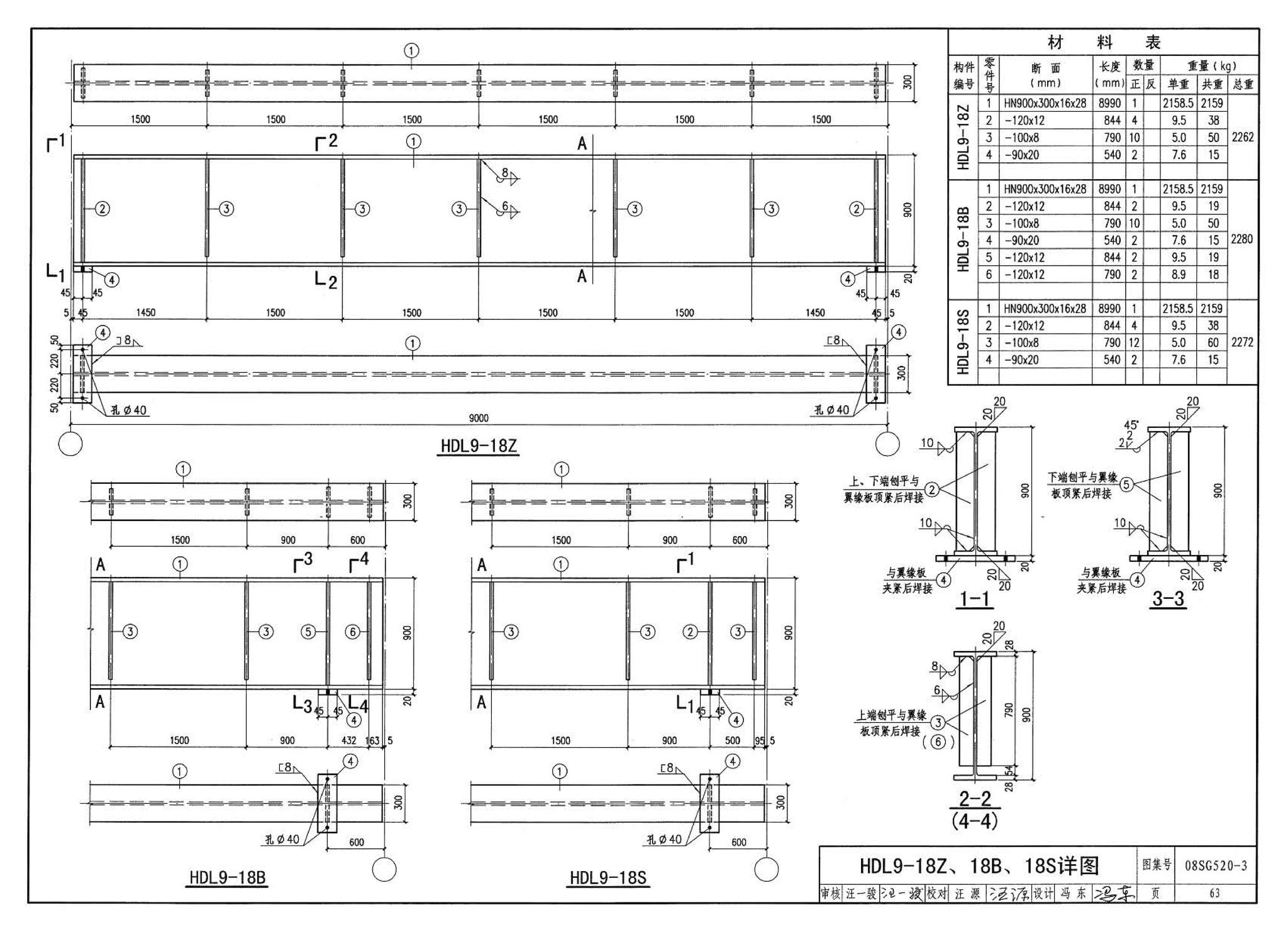 08SG520-3--钢吊车梁（H型钢 工作级别A1～A5）