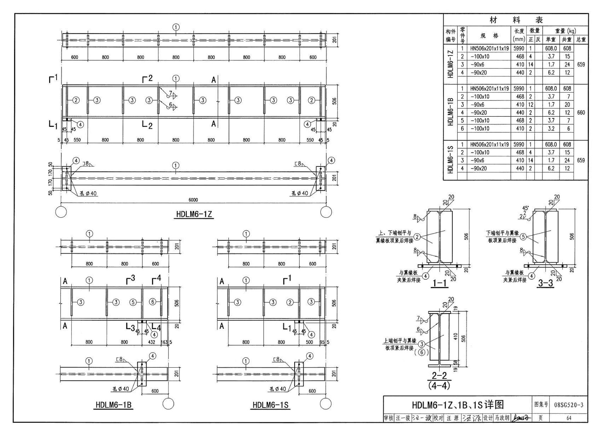 08SG520-3--钢吊车梁（H型钢 工作级别A1～A5）