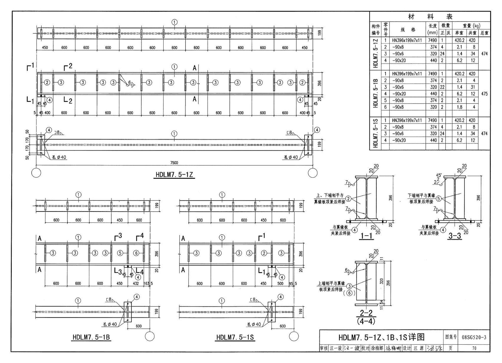 08SG520-3--钢吊车梁（H型钢 工作级别A1～A5）