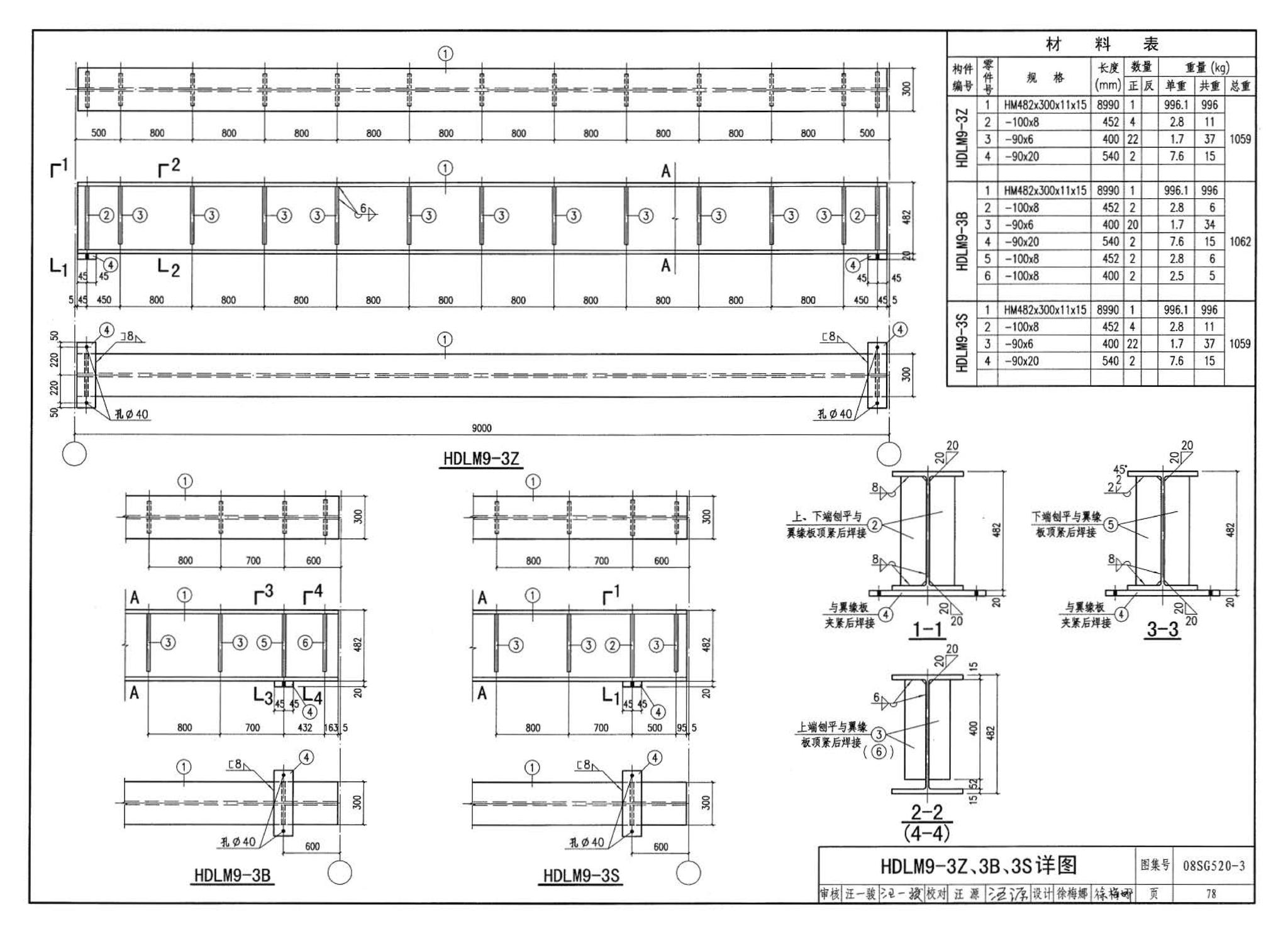 08SG520-3--钢吊车梁（H型钢 工作级别A1～A5）