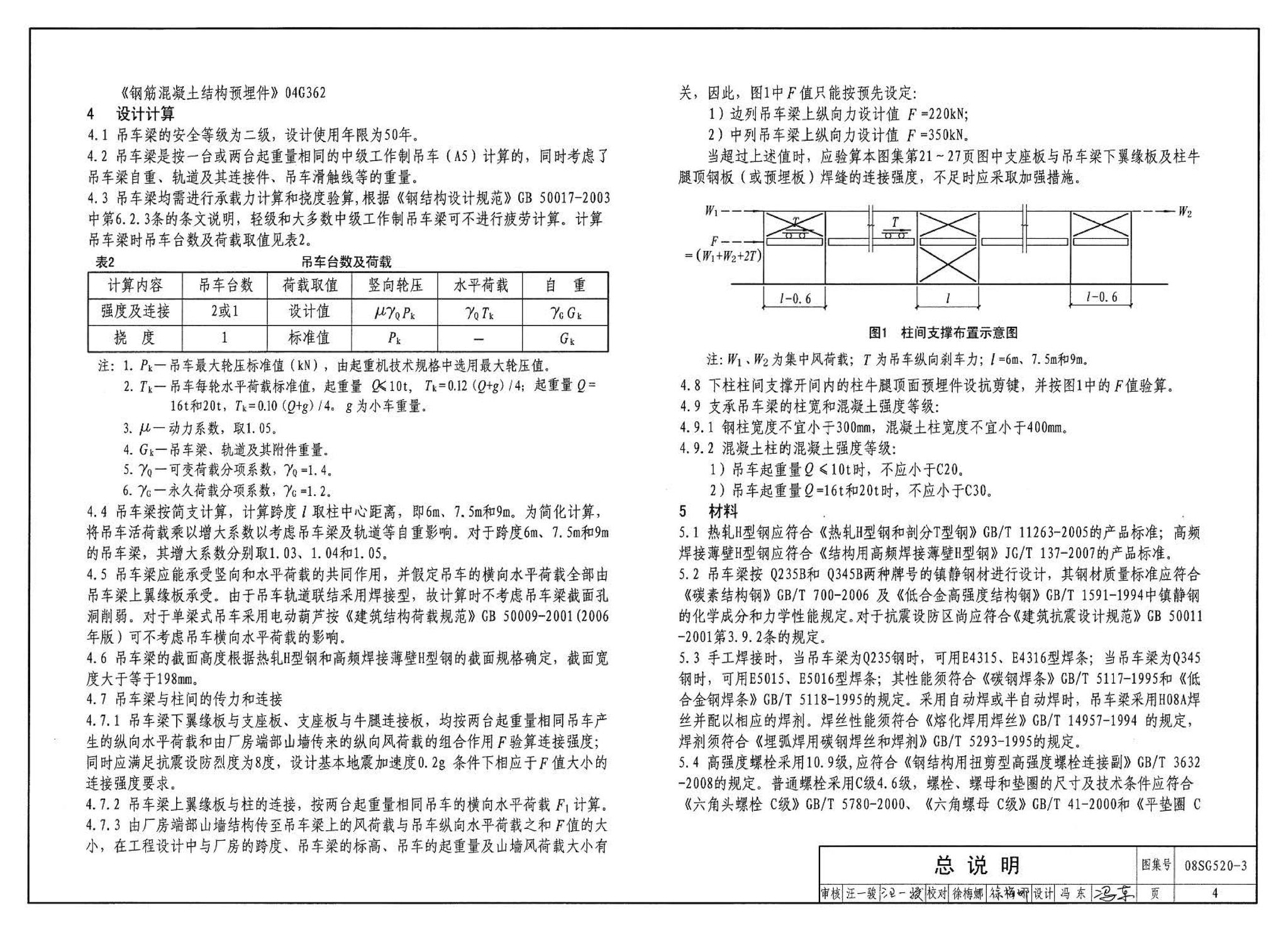 08SG520-3--钢吊车梁（H型钢 工作级别A1～A5）