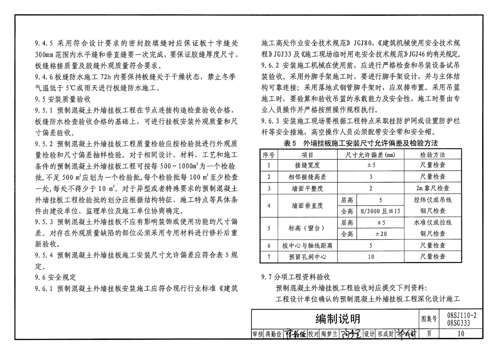 08SJ110-2、08SG333--预制混凝土外墙挂板