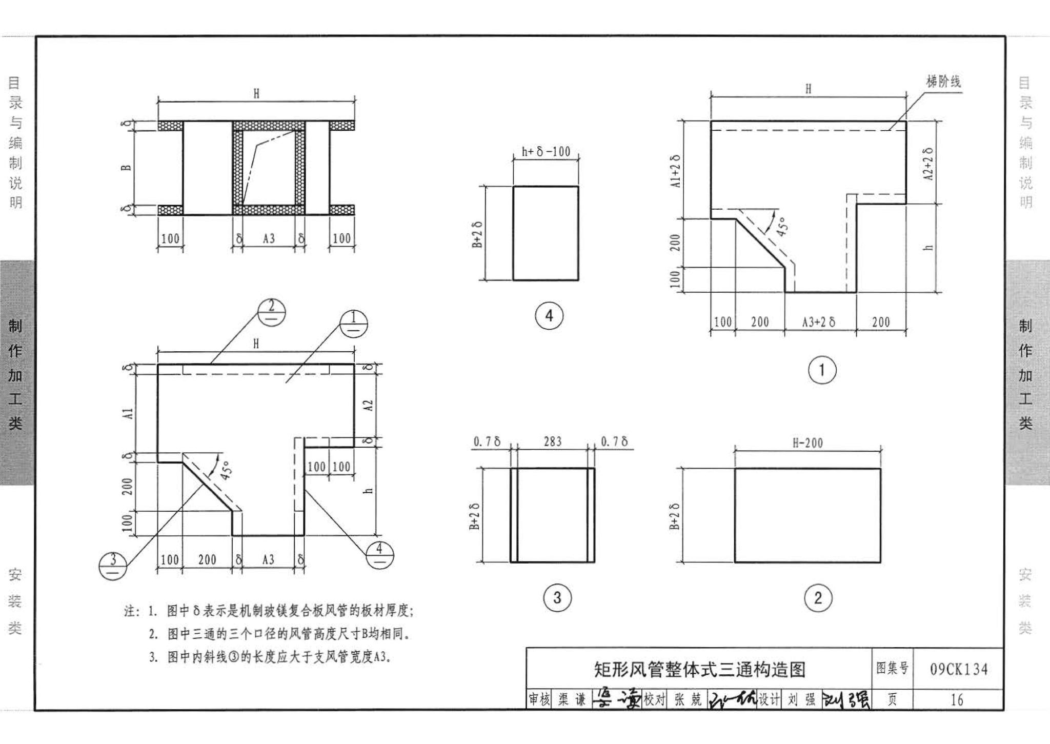 09CK134--机制玻镁复合板风管制作与安装（参考图集）