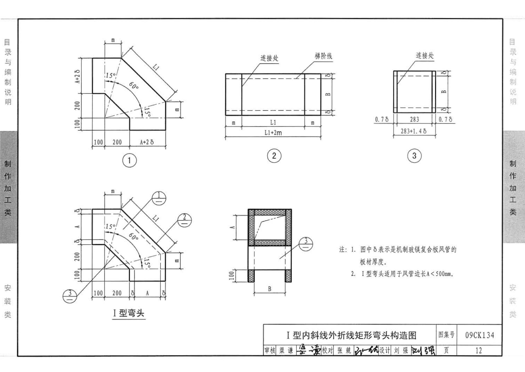 09CK134--机制玻镁复合板风管制作与安装（参考图集）