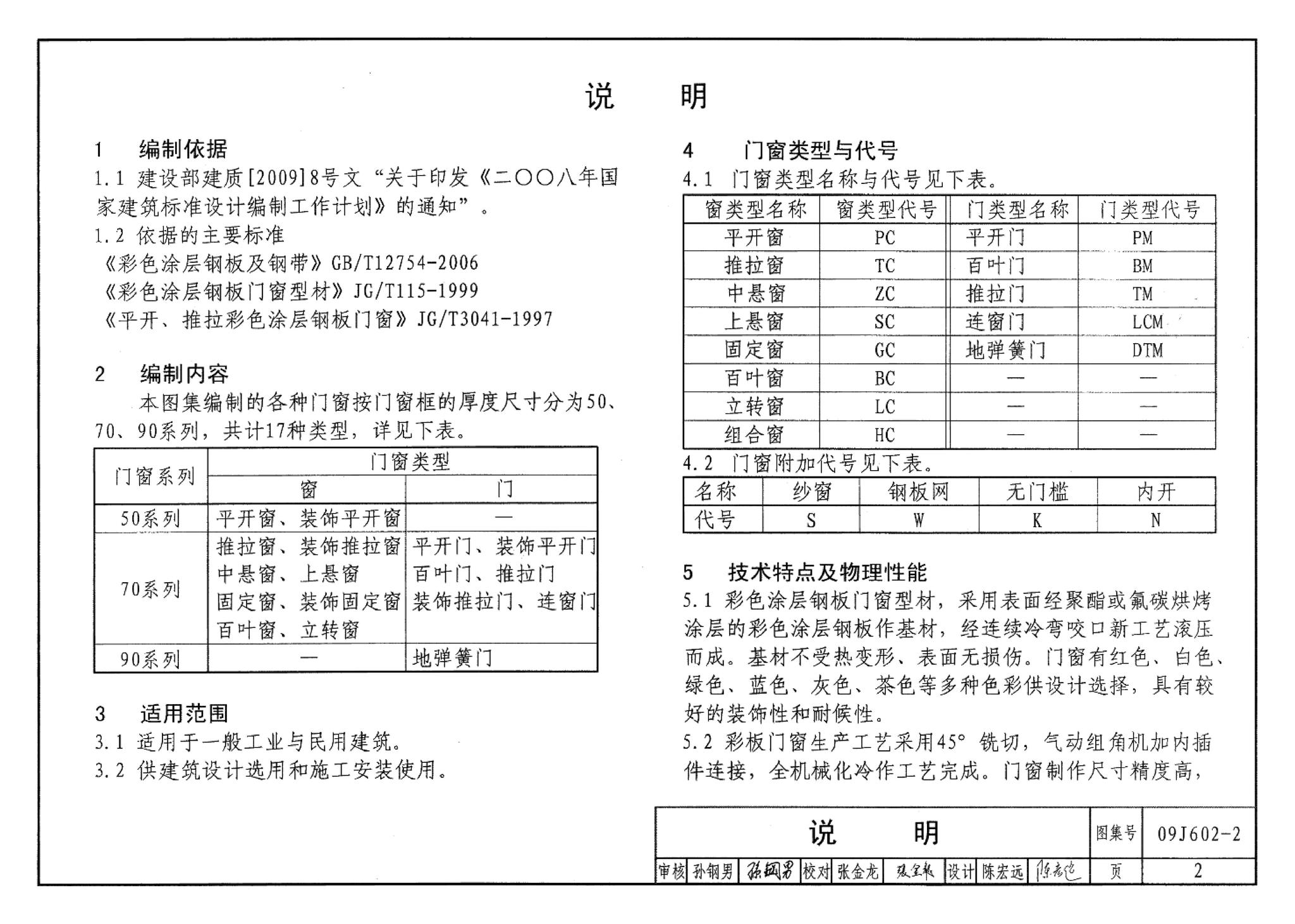 09J602-2--彩色涂层钢板门窗