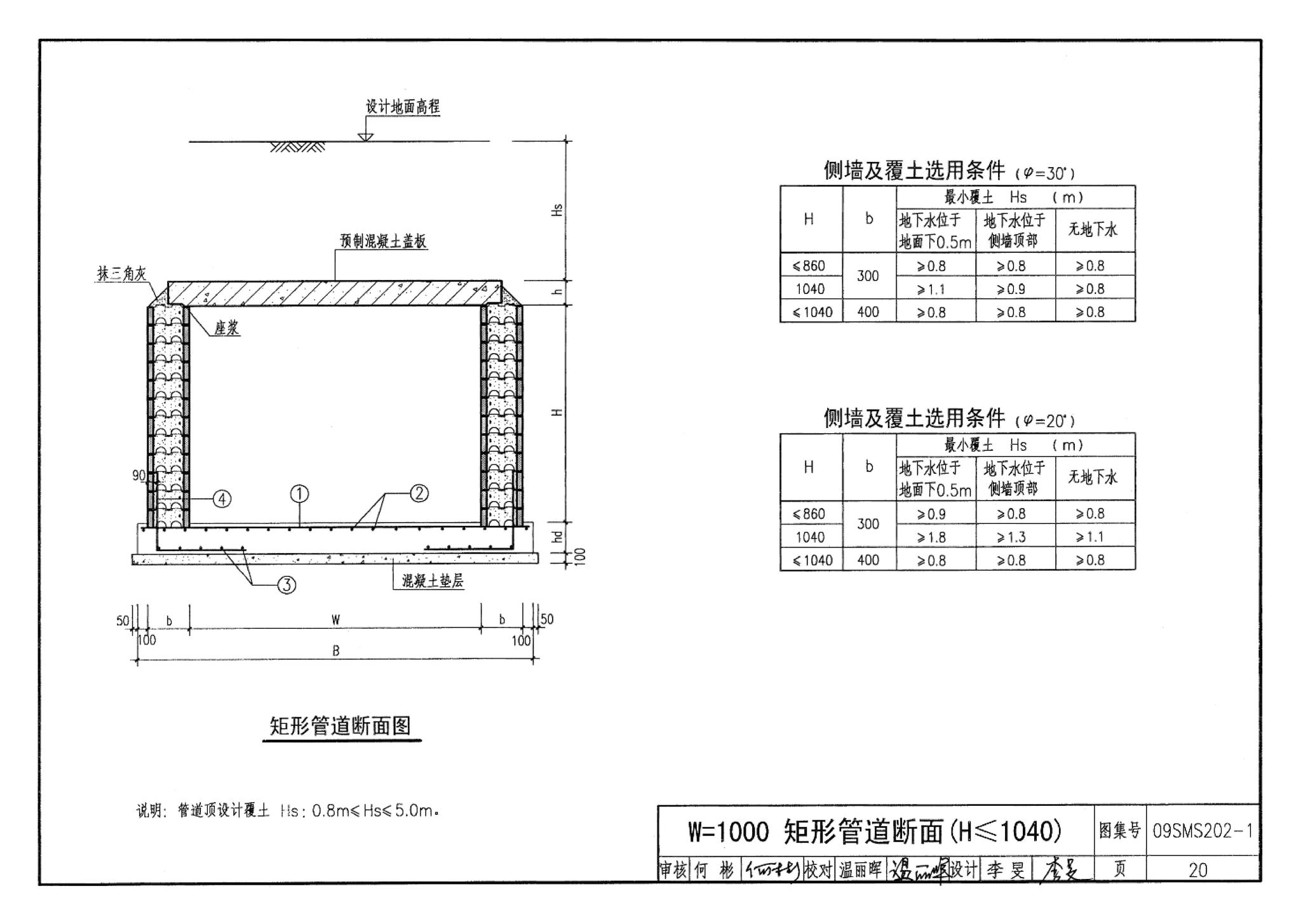 09SMS202-1--埋地矩形雨水管道及其附属构筑物（混凝土模块砌体）