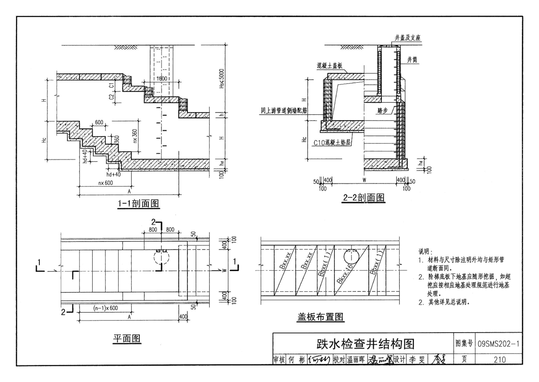 09SMS202-1--埋地矩形雨水管道及其附属构筑物（混凝土模块砌体）