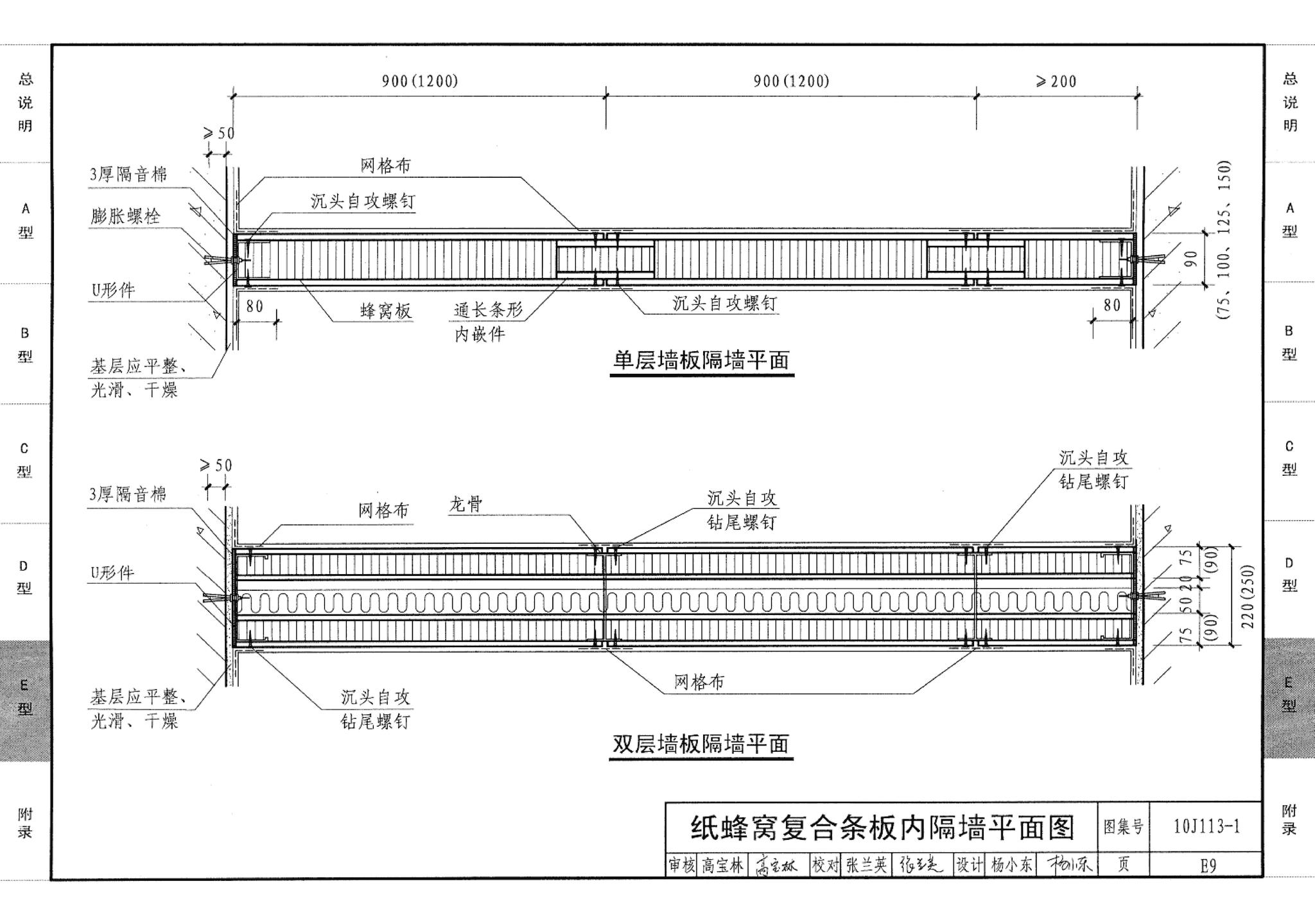 10J113-1--内隔墙－轻质条板（一）