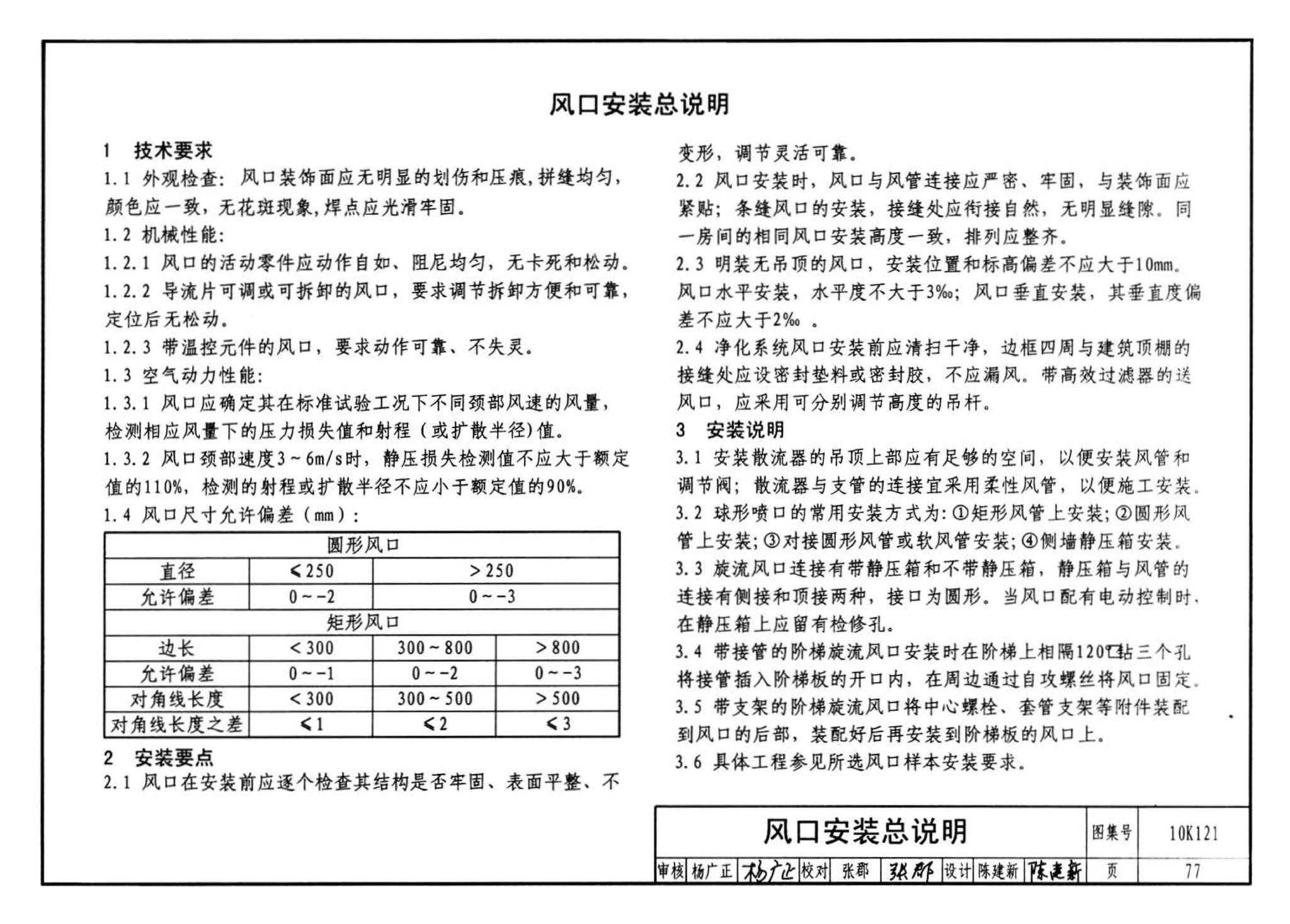 10K121--风口选用与安装