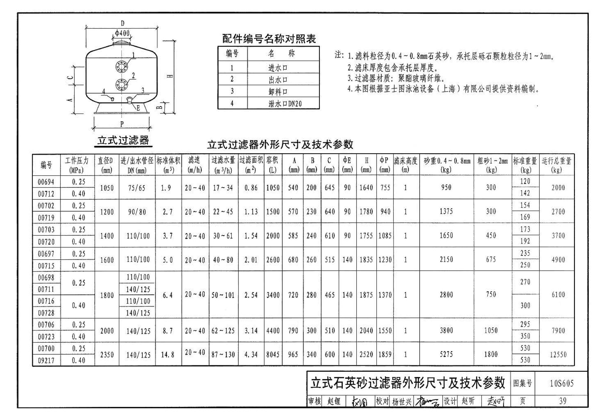 10S605--游泳池设计及附件安装