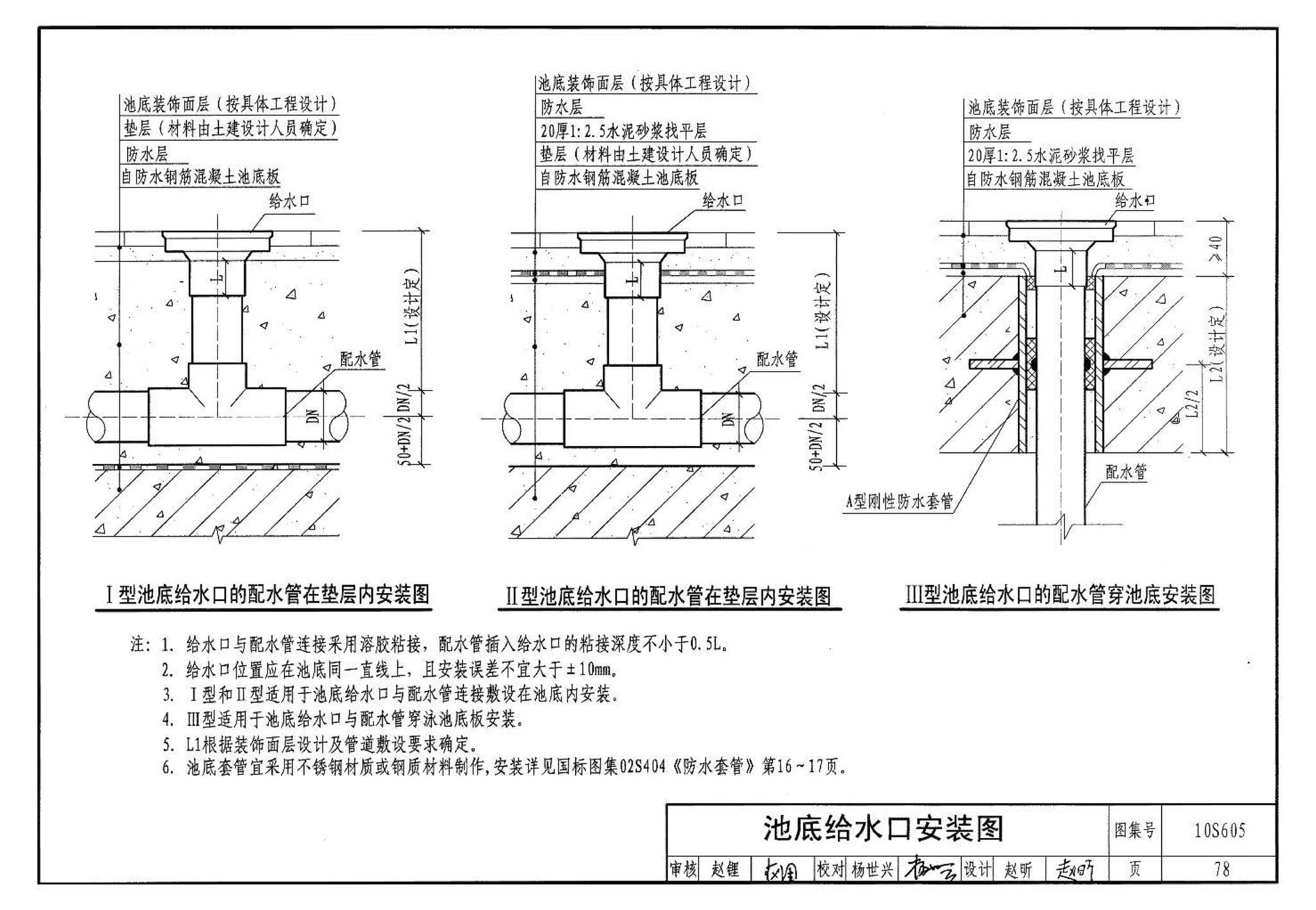 10S605--游泳池设计及附件安装