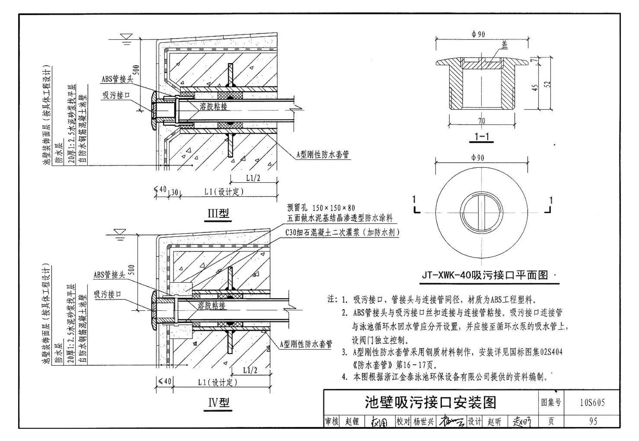 10S605--游泳池设计及附件安装