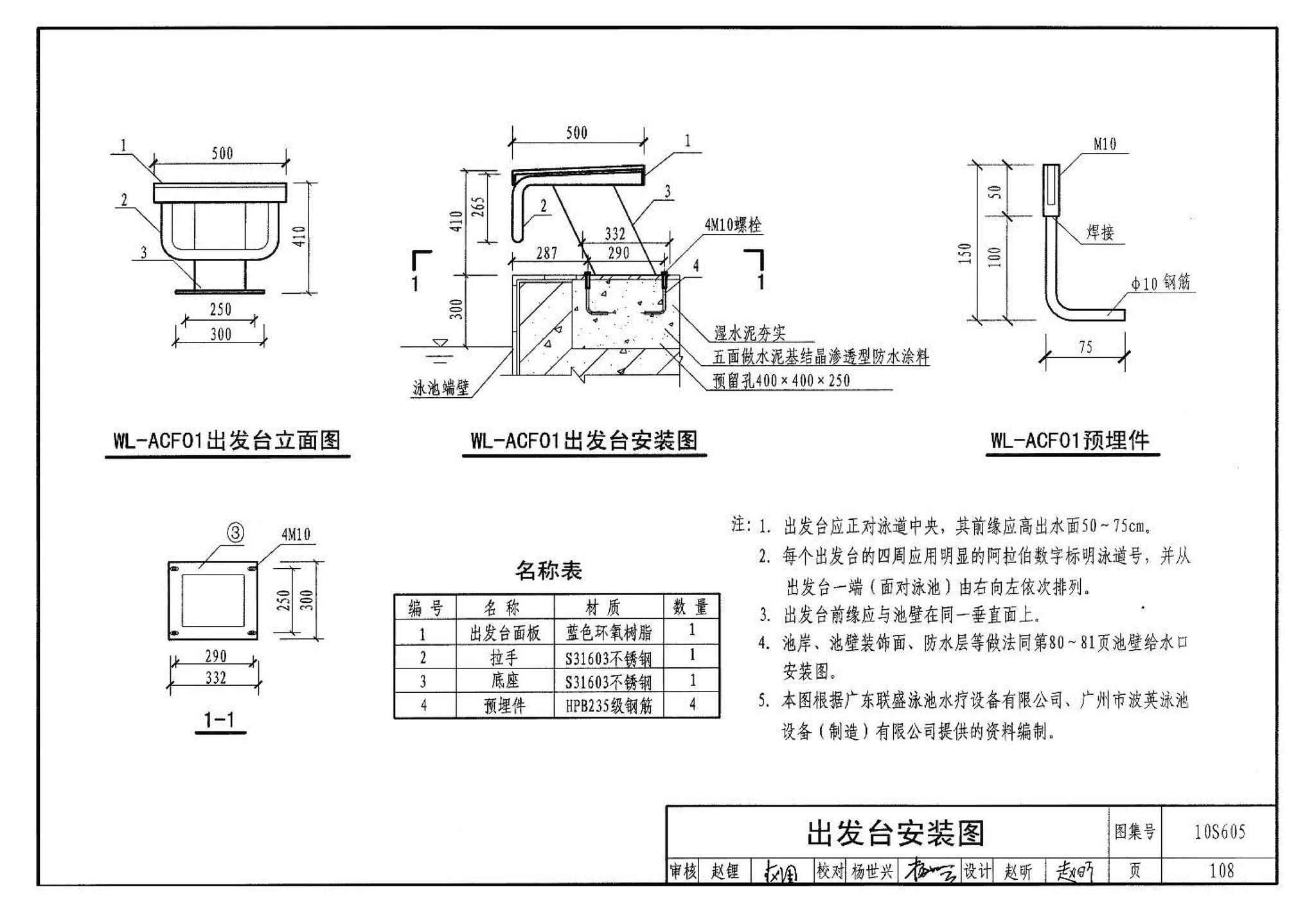 10S605--游泳池设计及附件安装