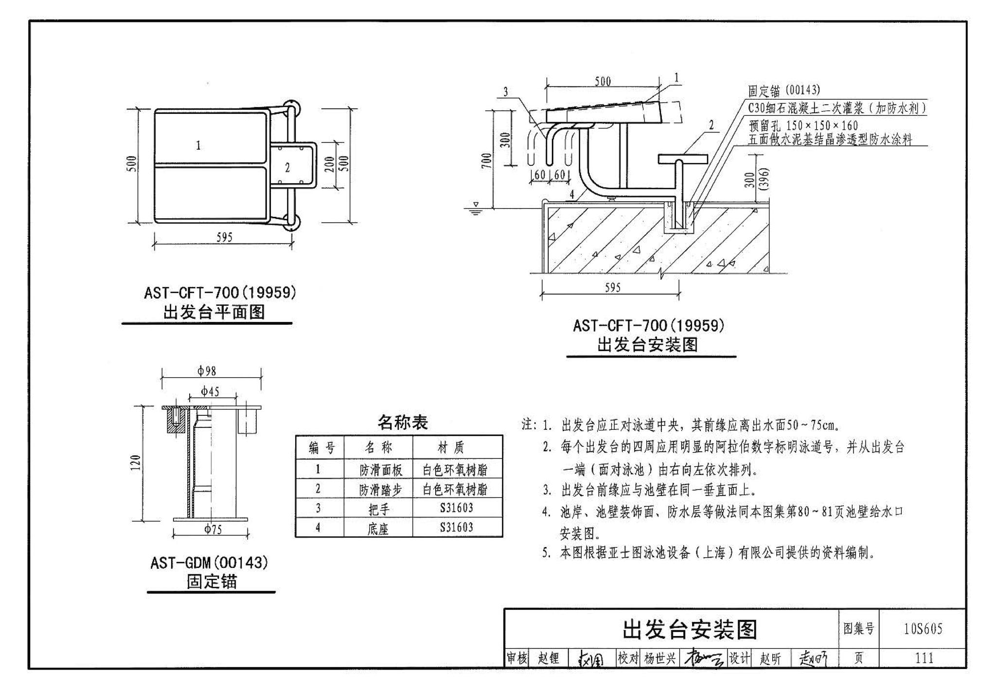 10S605--游泳池设计及附件安装