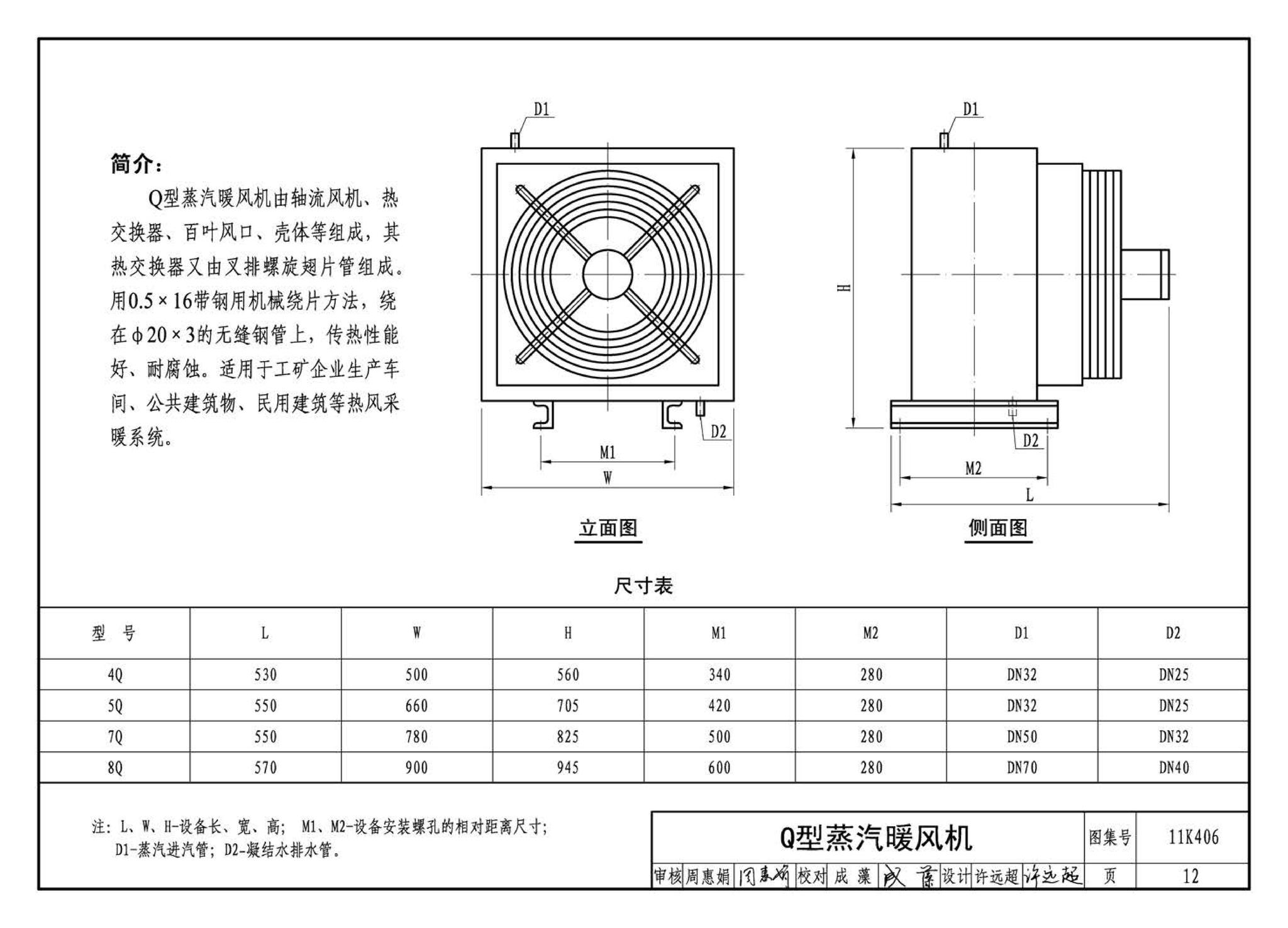 11K406--暖(冷)风机选用与安装