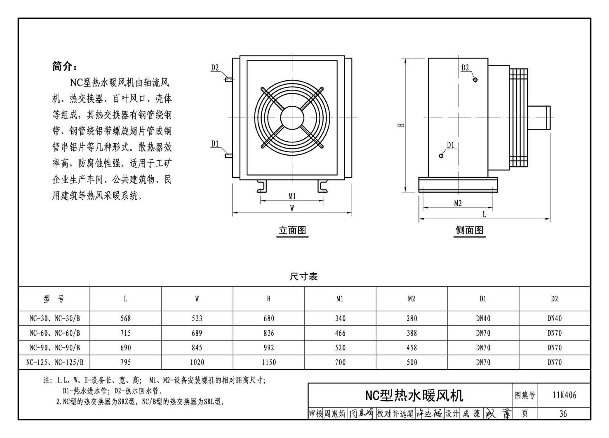 11K406--暖(冷)风机选用与安装