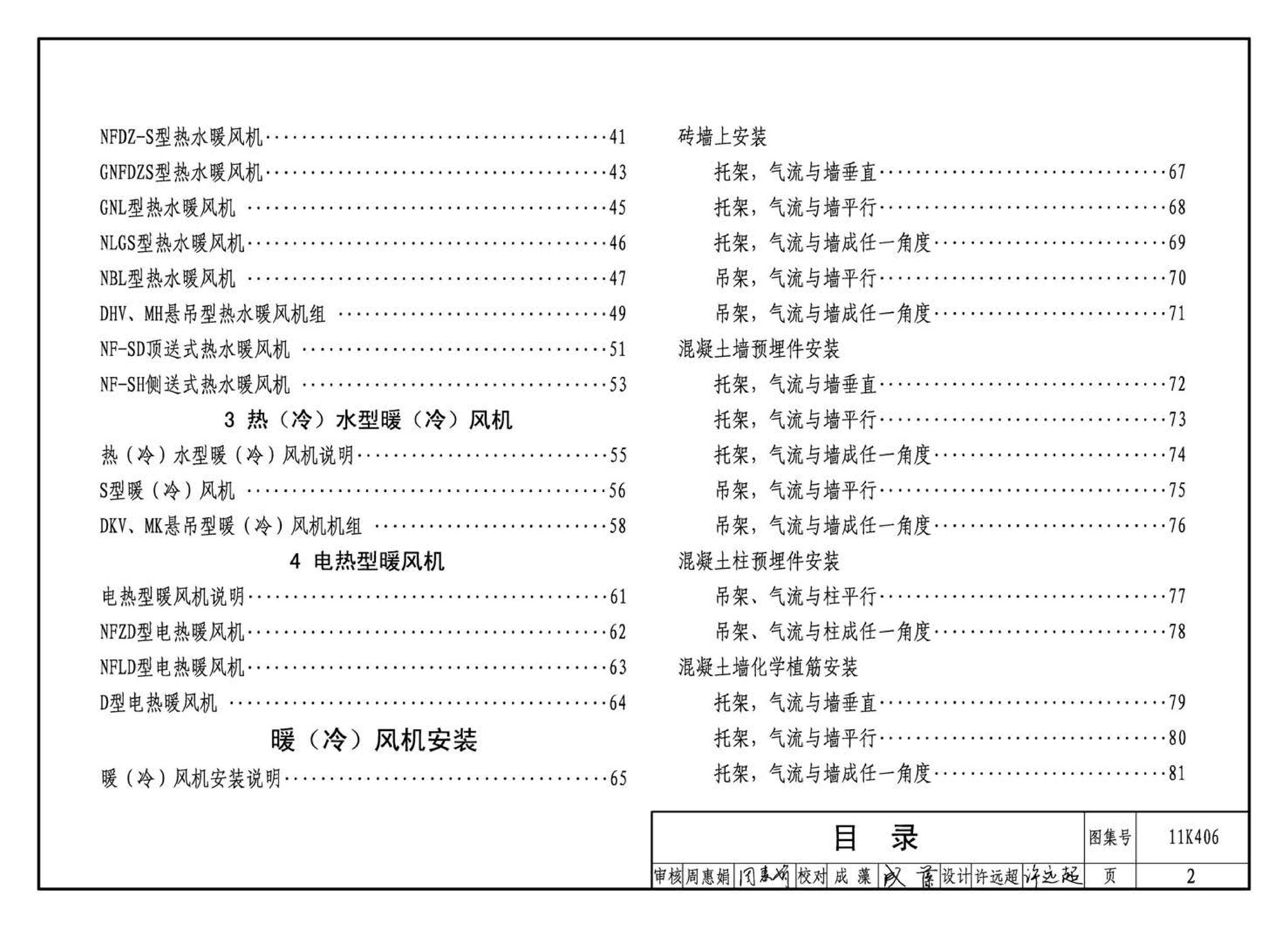 11K406--暖(冷)风机选用与安装