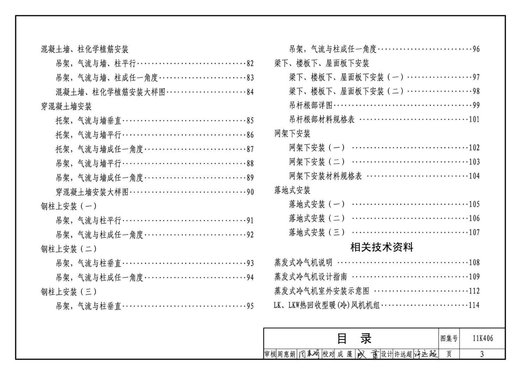 11K406--暖(冷)风机选用与安装