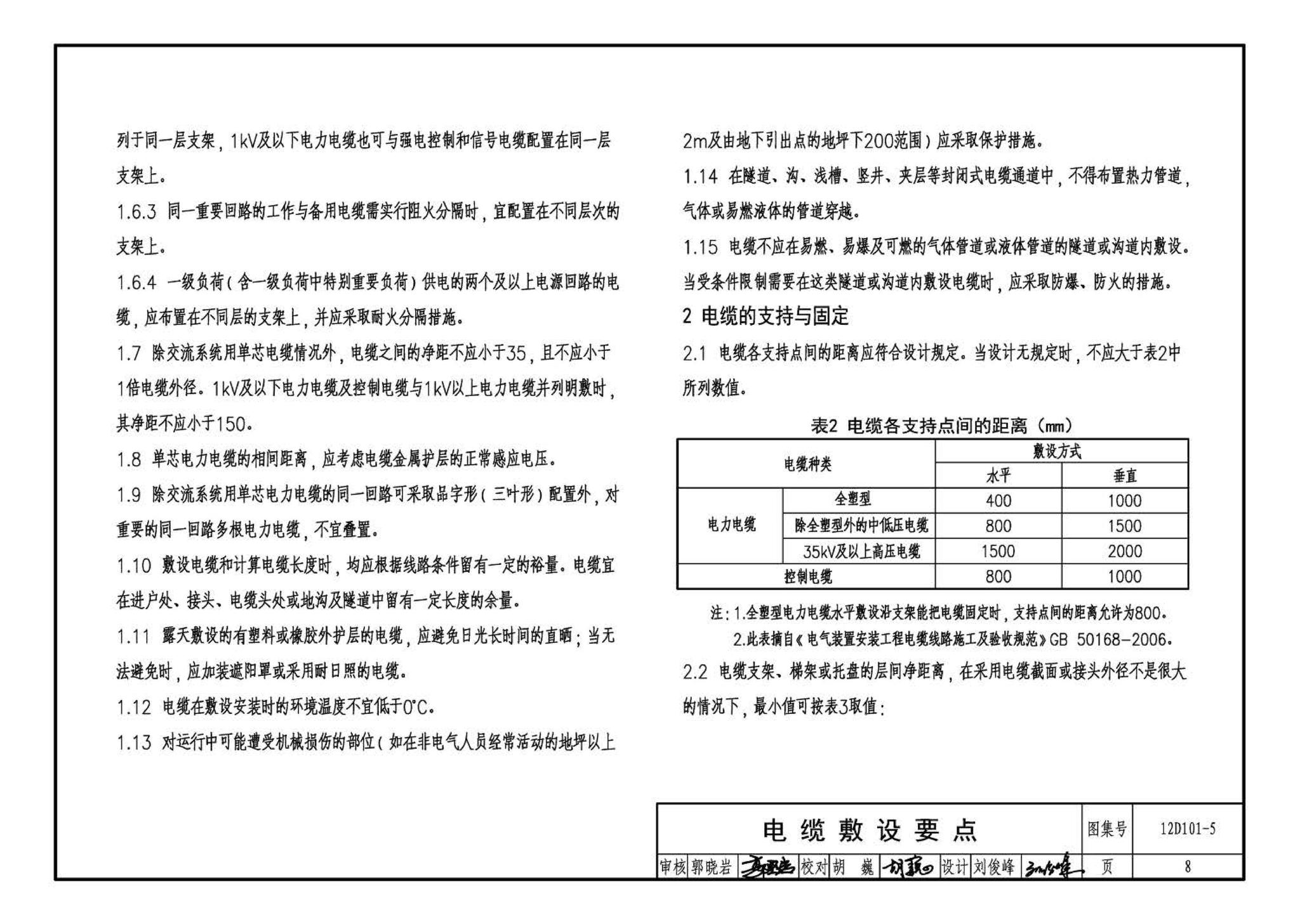 12D101-5--110kV及以下电缆敷设