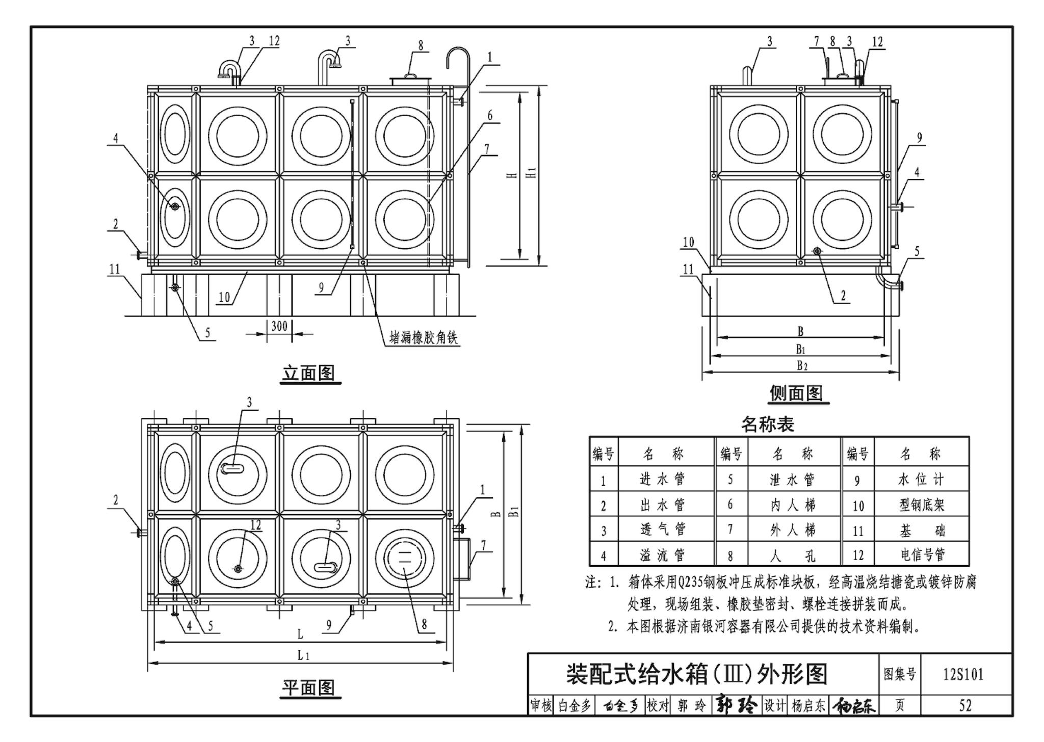 12S101--矩形给水箱