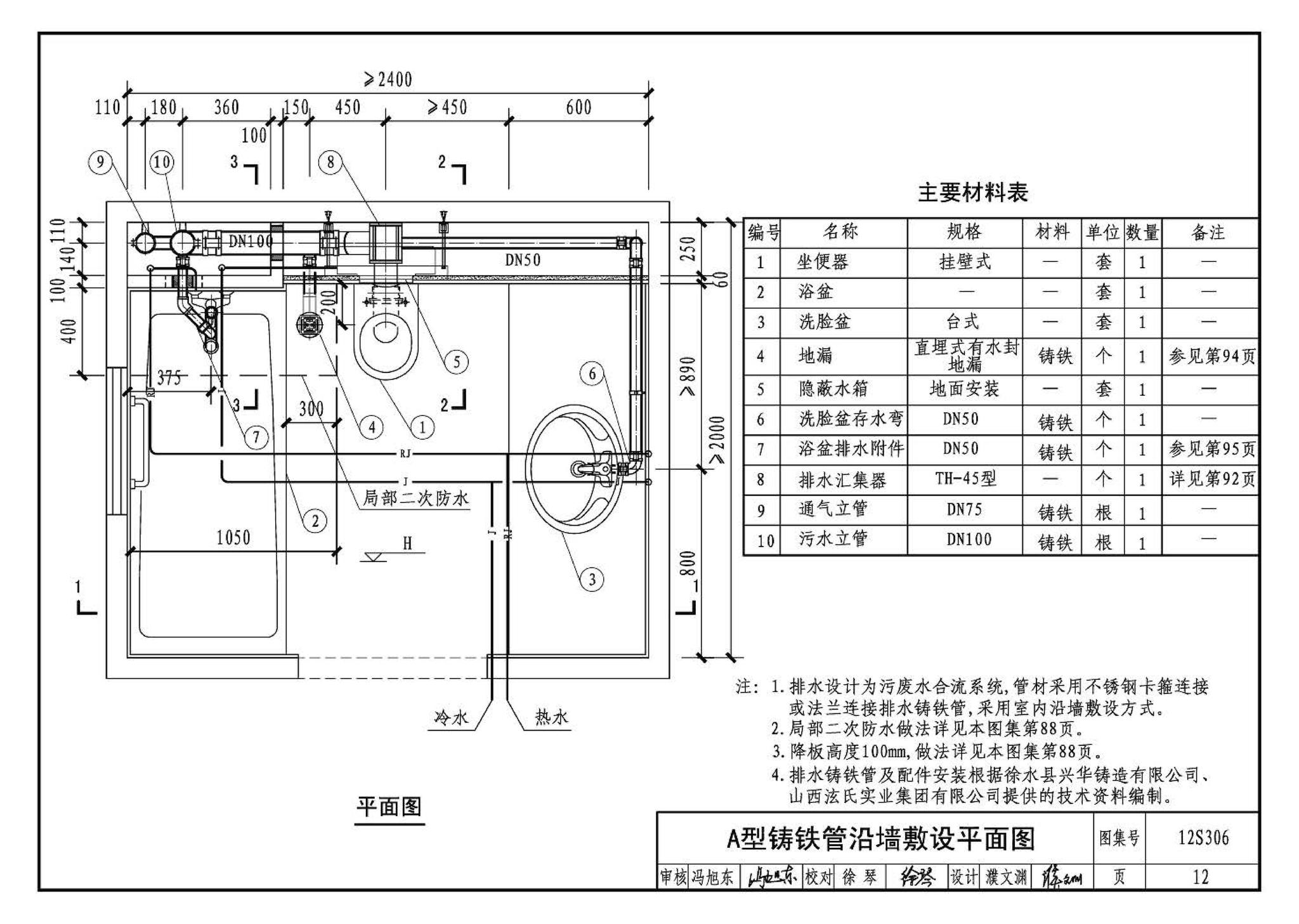 12S306--住宅卫生间同层排水系统安装